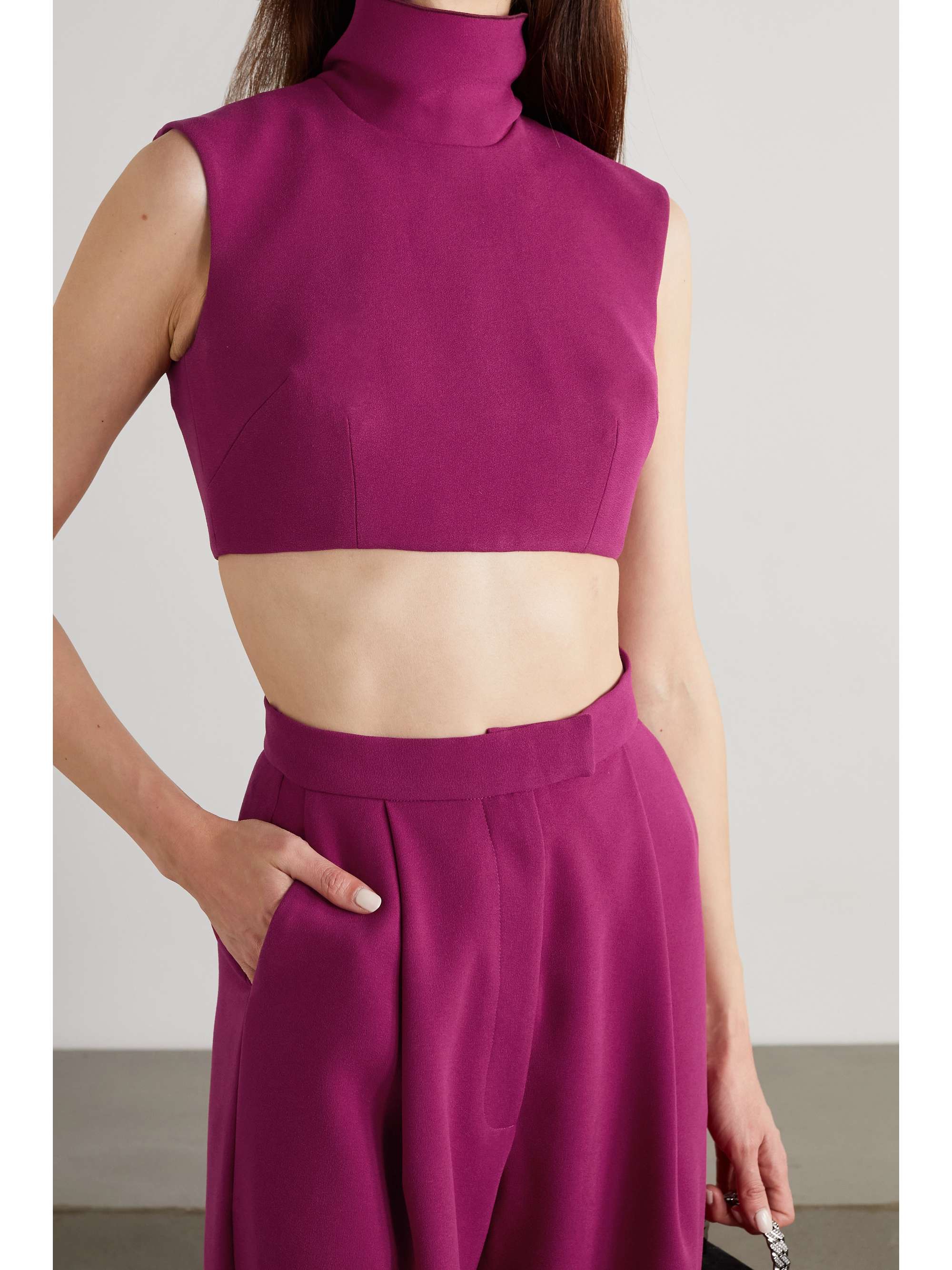 ALEX PERRY Blake cropped crepe turtleneck top