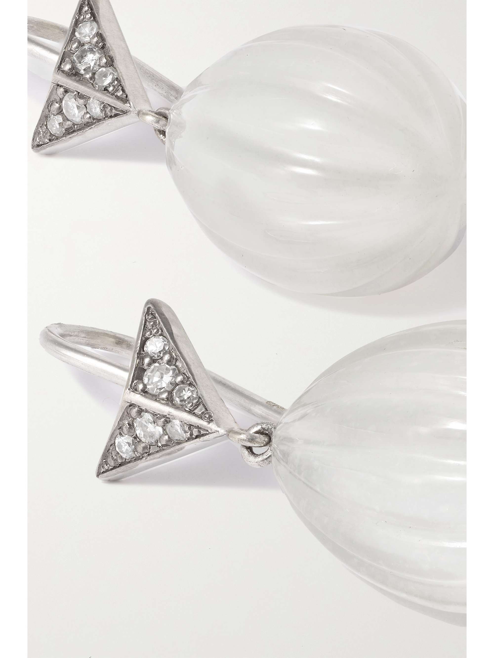 SYLVA & CIE 18-karat white gold, moonstone and diamond earrings