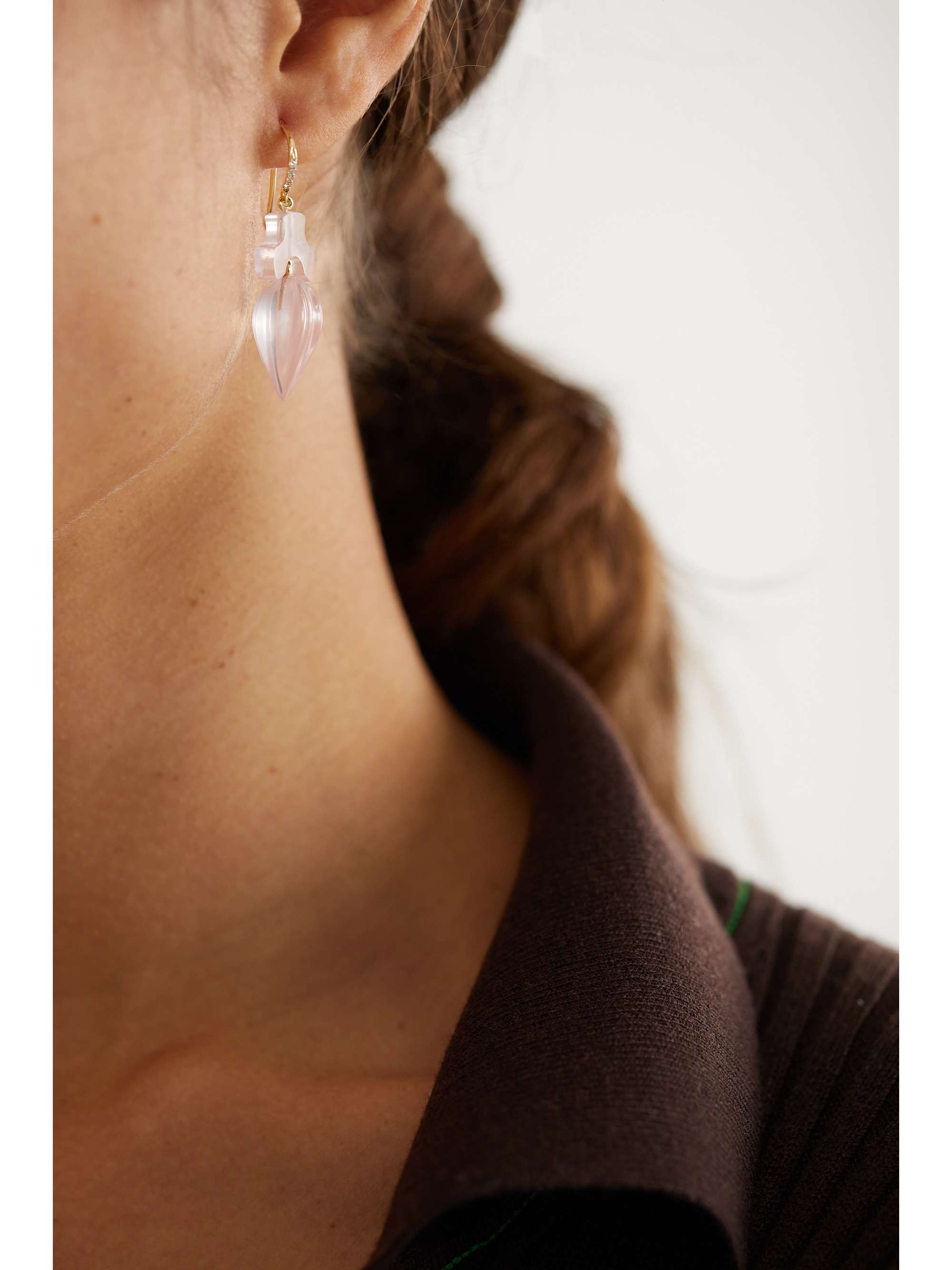 SYLVA & CIE 18-karat gold, quartz and diamond earrings