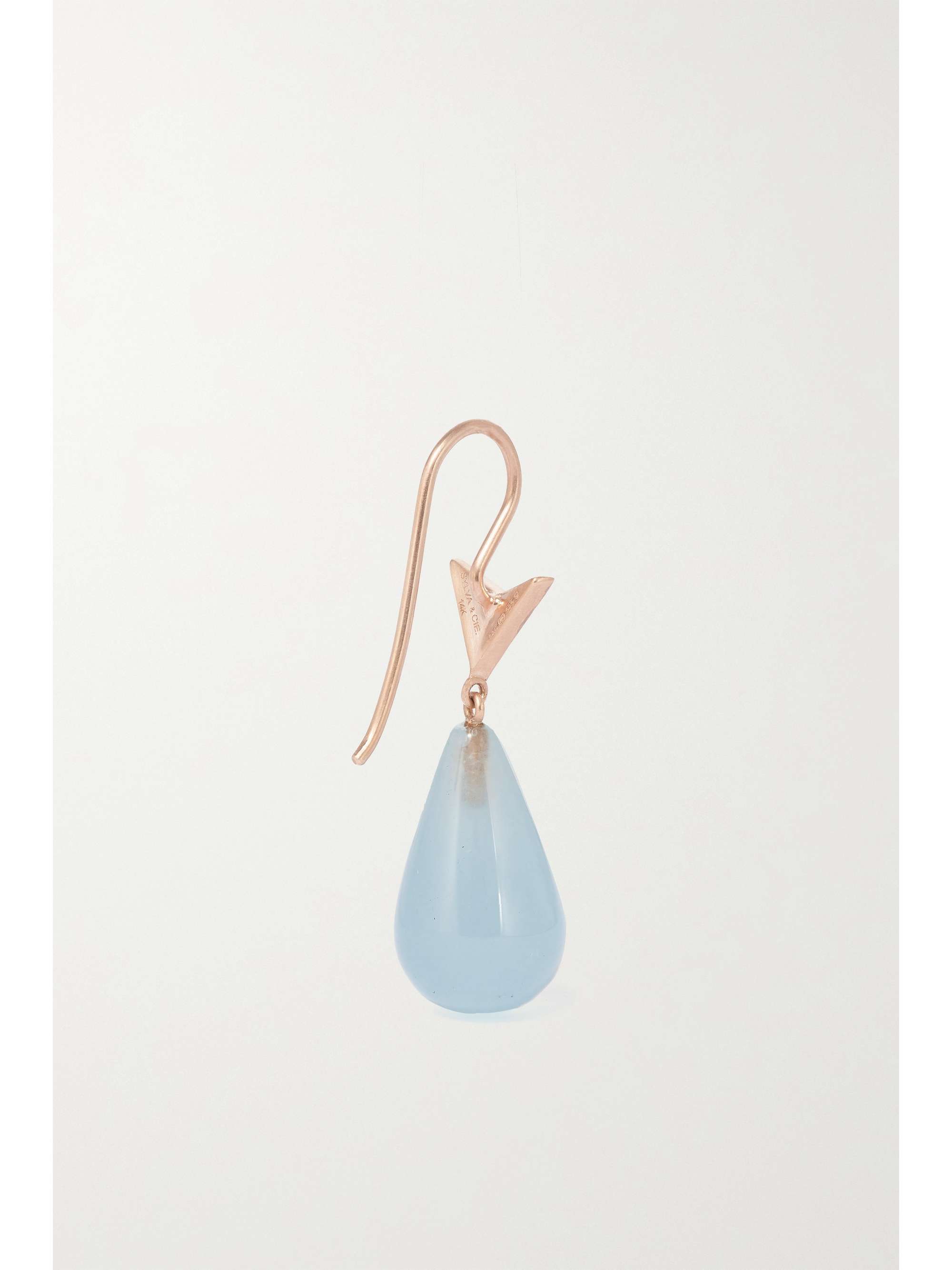 SYLVA & CIE 14-karat rose gold, aquamarine and diamond earrings