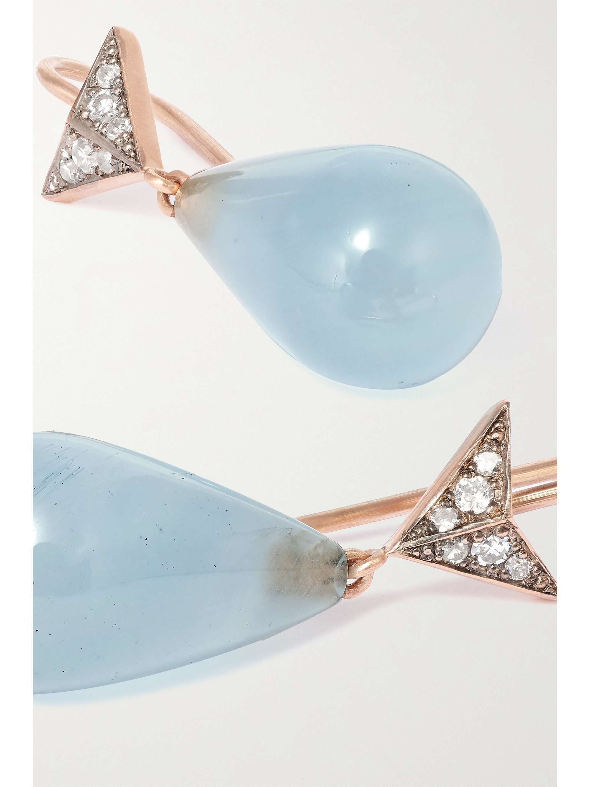 SYLVA & CIE 14-karat rose gold, aquamarine and diamond earrings