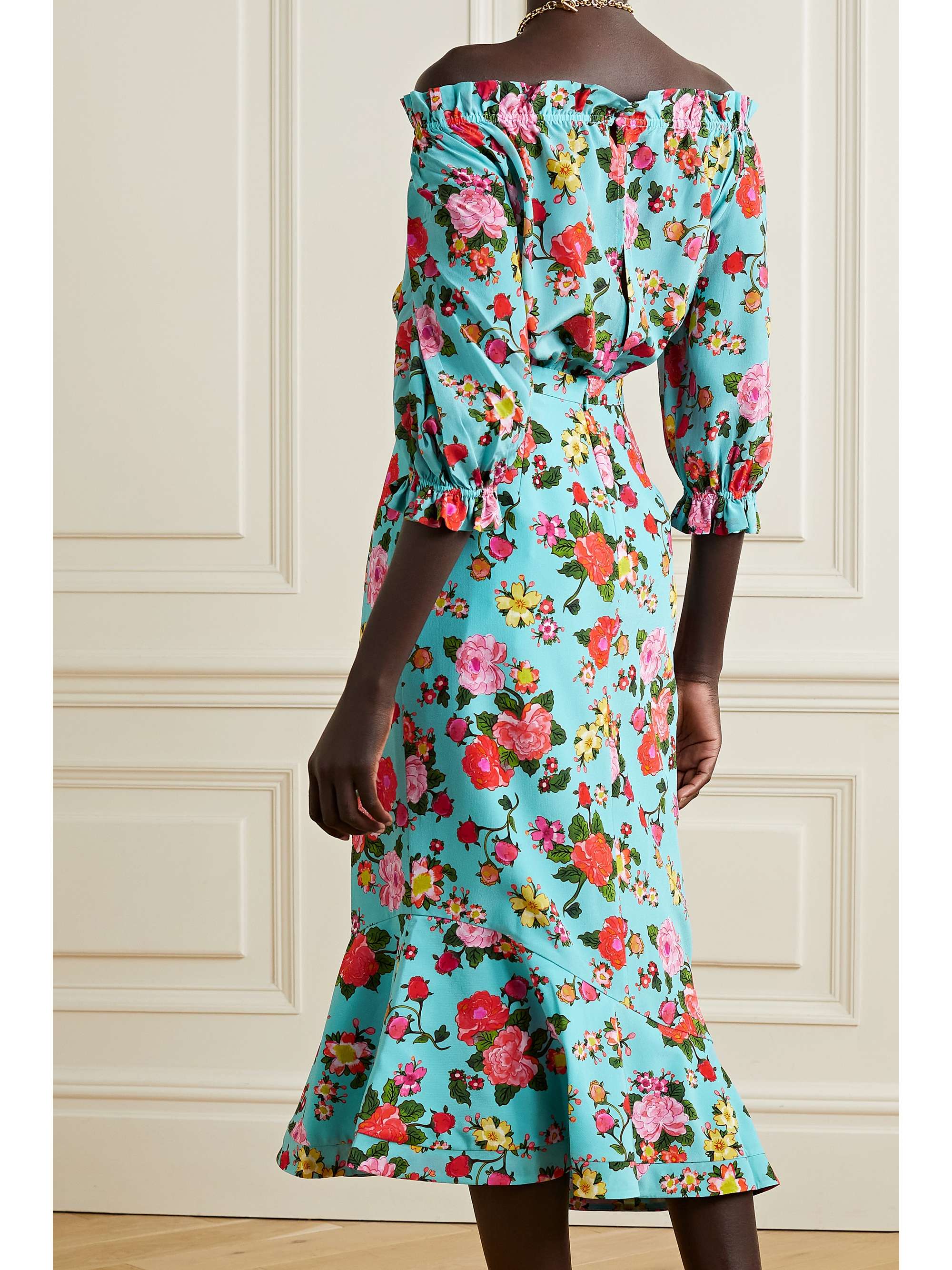silk crepe de chine midi dress | SALONI 