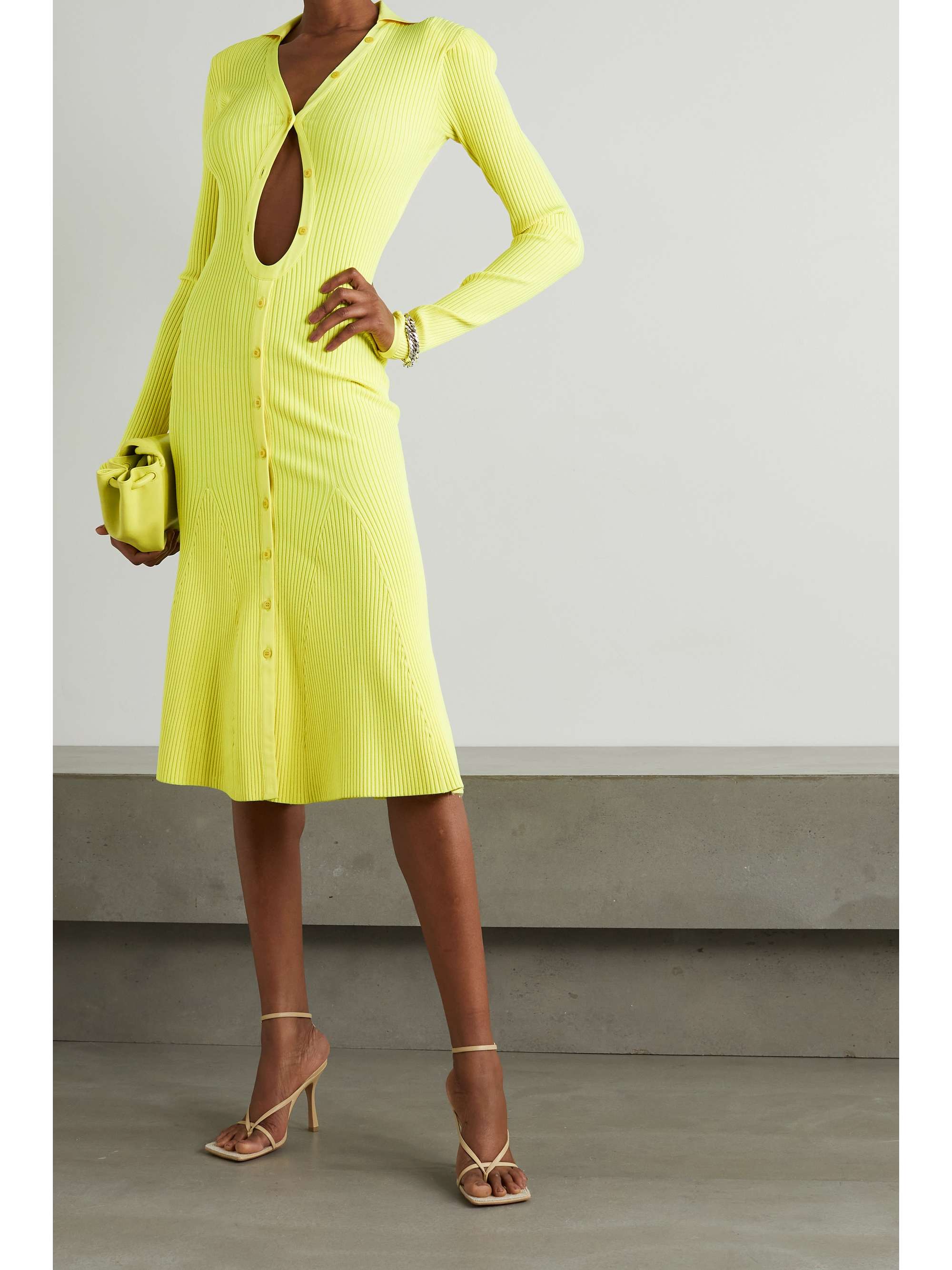 neon yellow midi dress