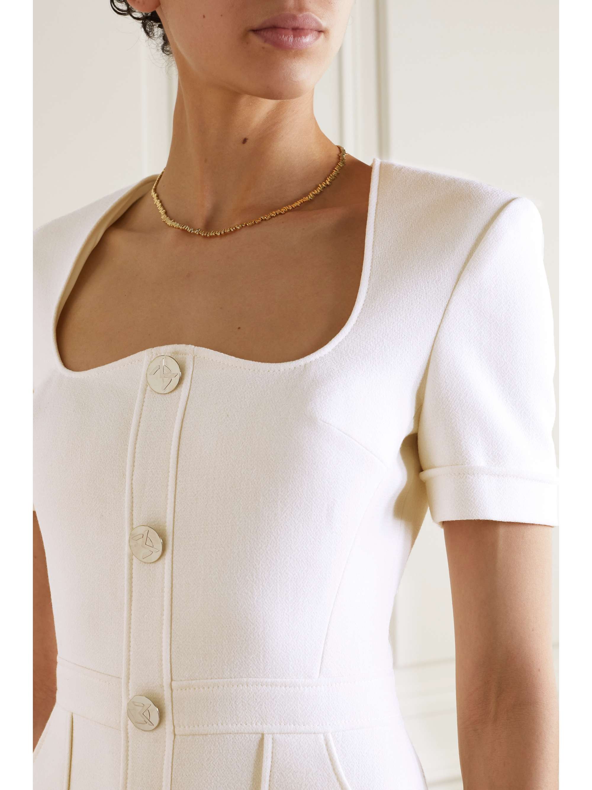 DAVID KOMA Button-embellished wool-crepe midi dress