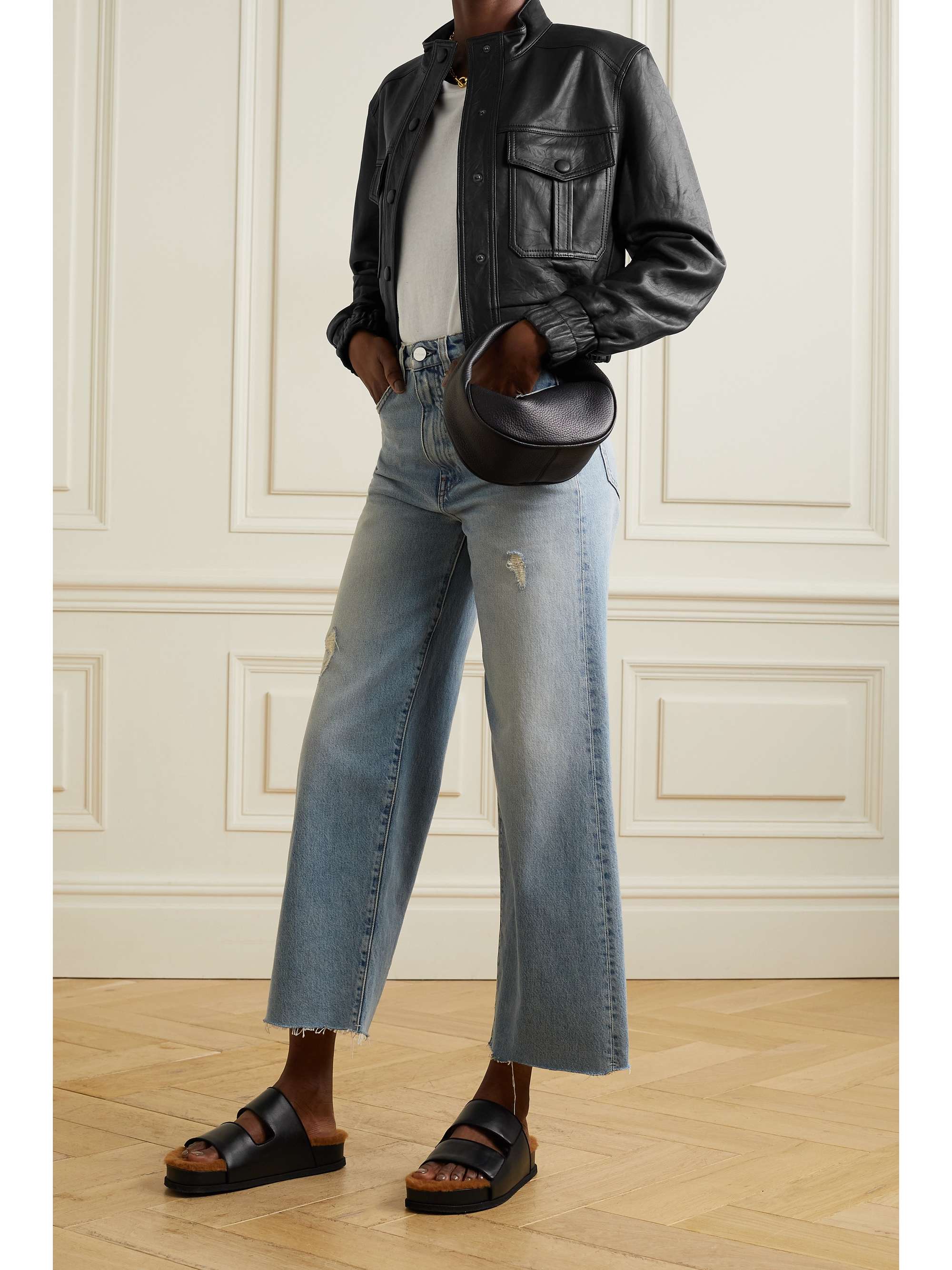 veronica beard leather blazer