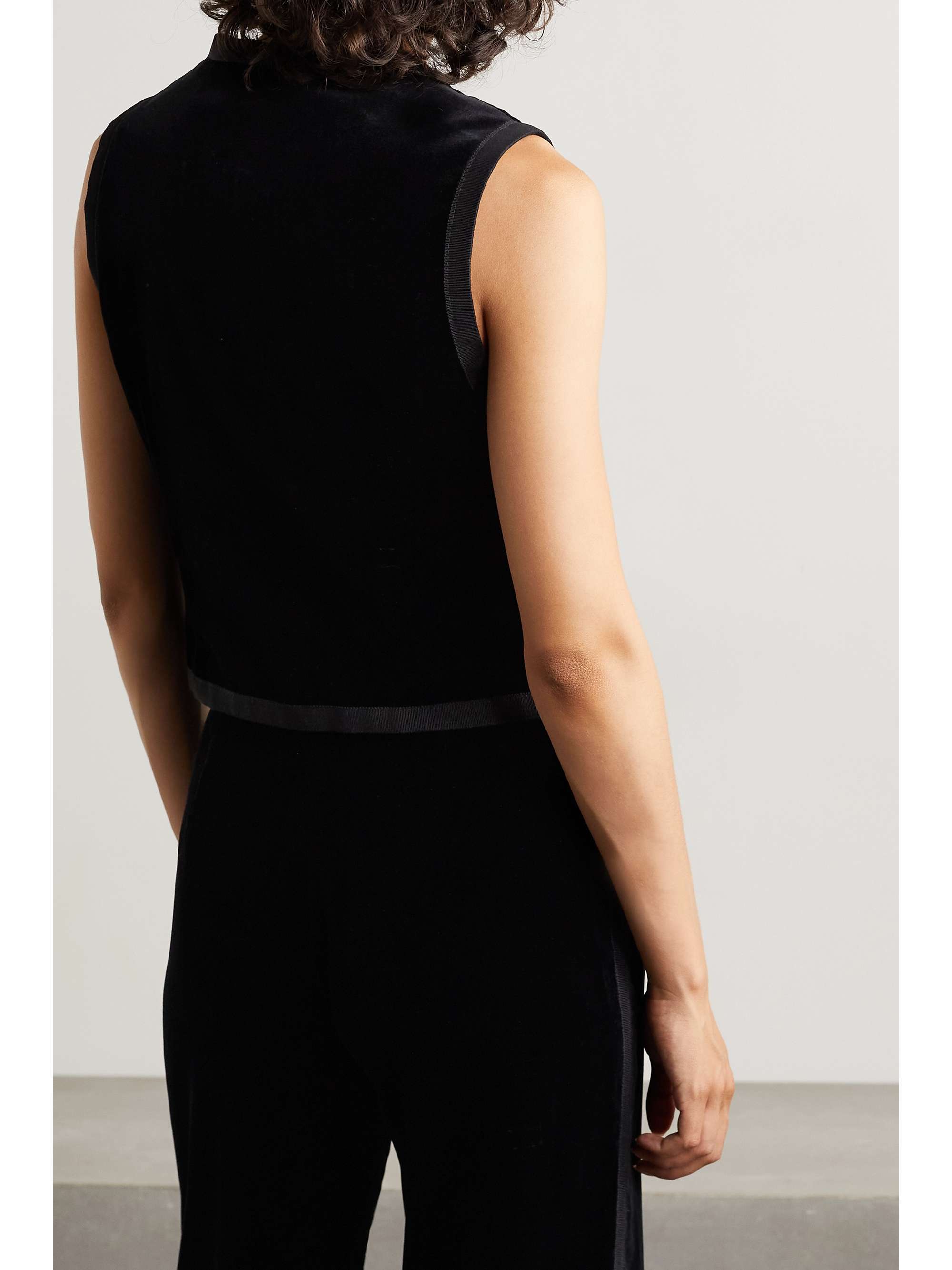 COSTARELLOS Mellie grosgrain-trimmed cotton-velvet vest