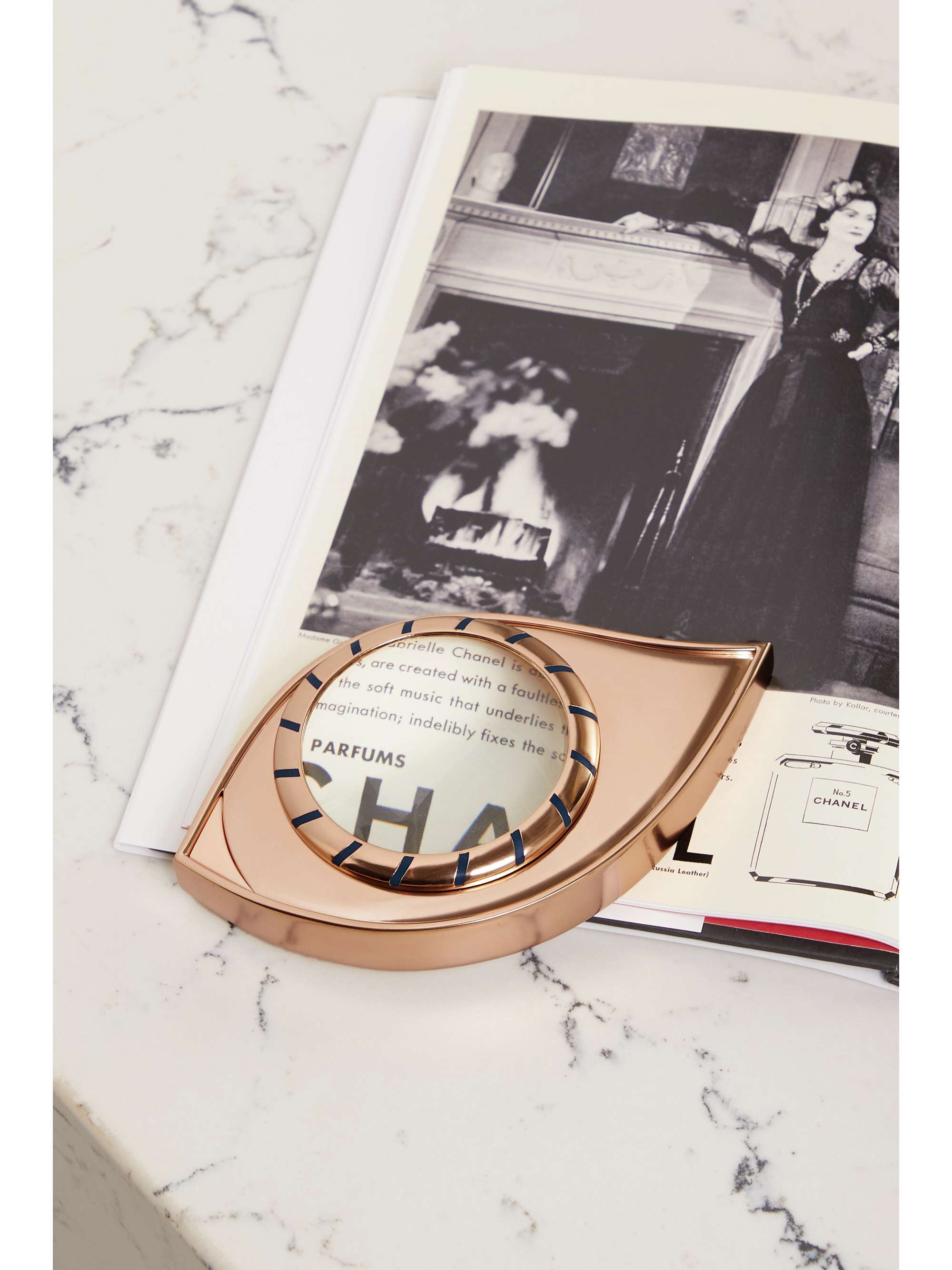 L'OBJET + Lito 13cm gold-plated brass and resin magnifying glass