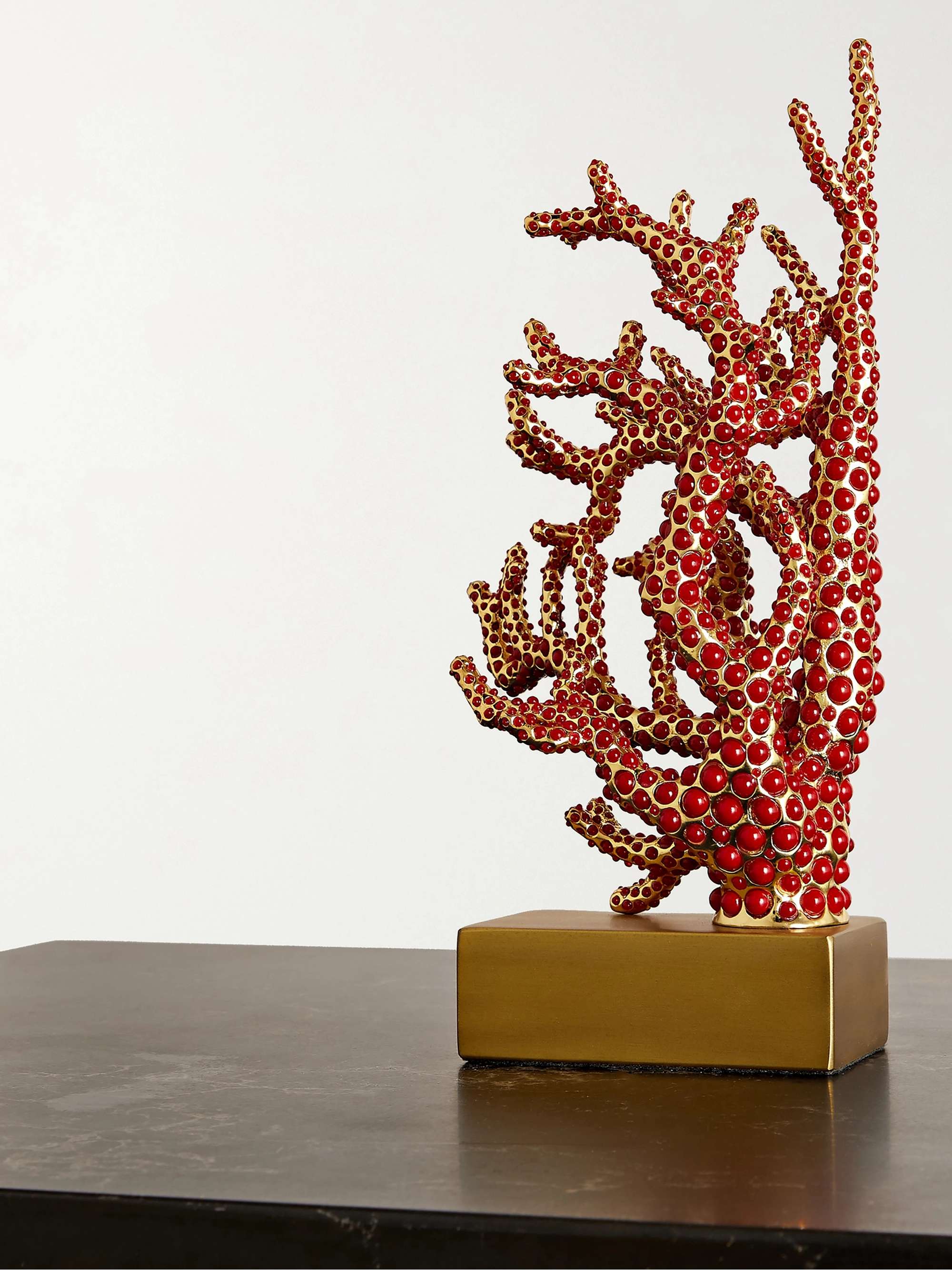 L'OBJET 22cm faux coral and gold-plated bookend