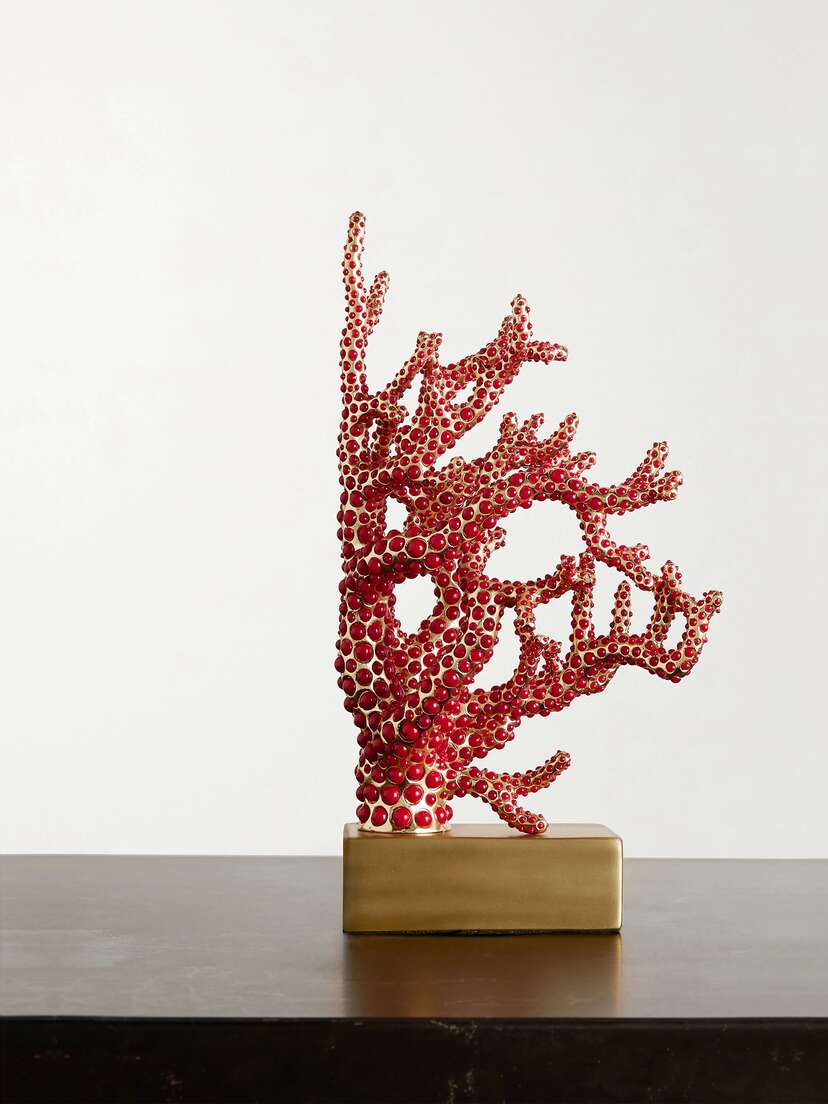 L'Objet 22cm Faux Coral And Gold-plated Bookend