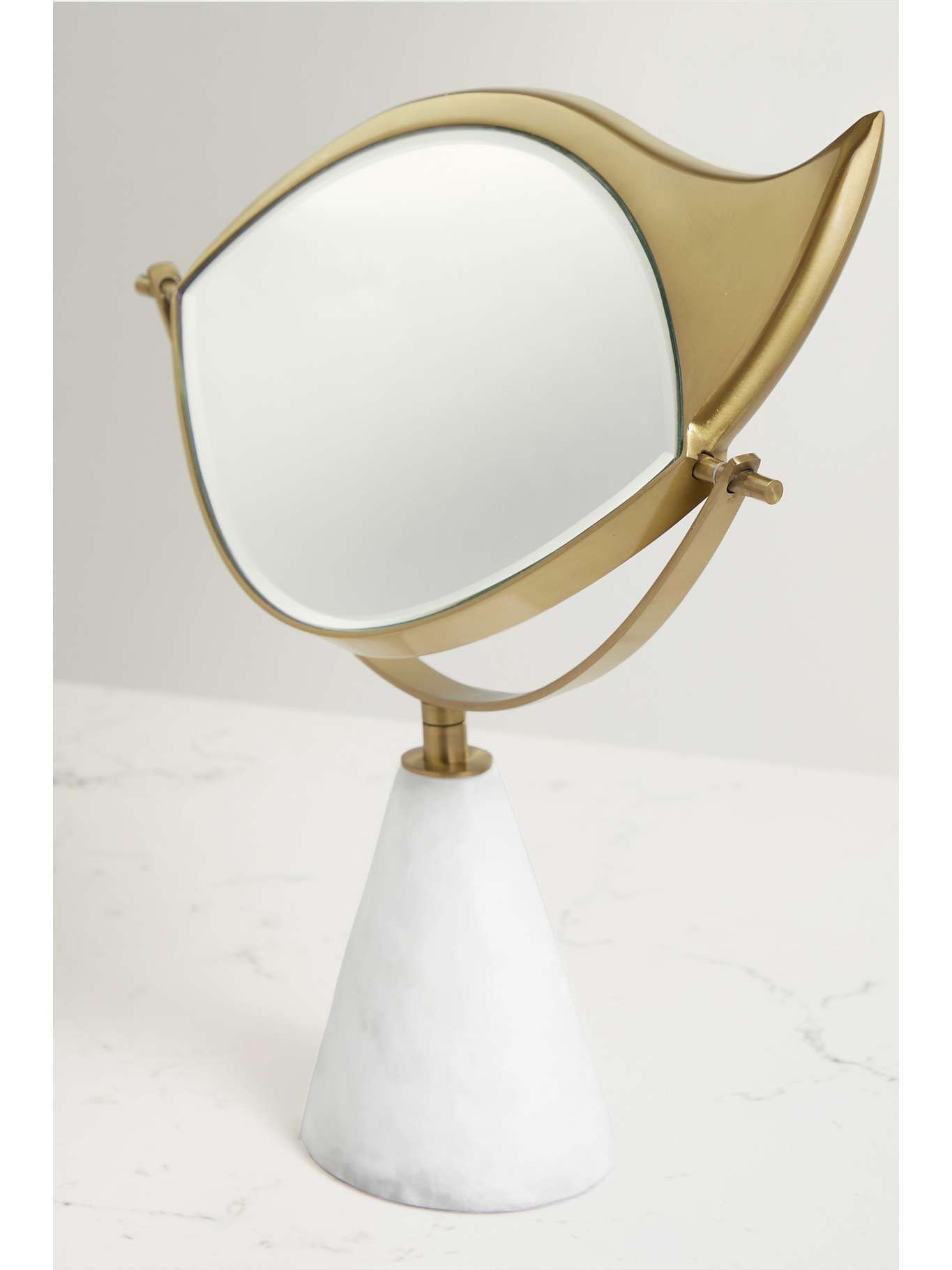 Gold + Lito goldplated porcelain marble vanity mirror L'OBJET NET