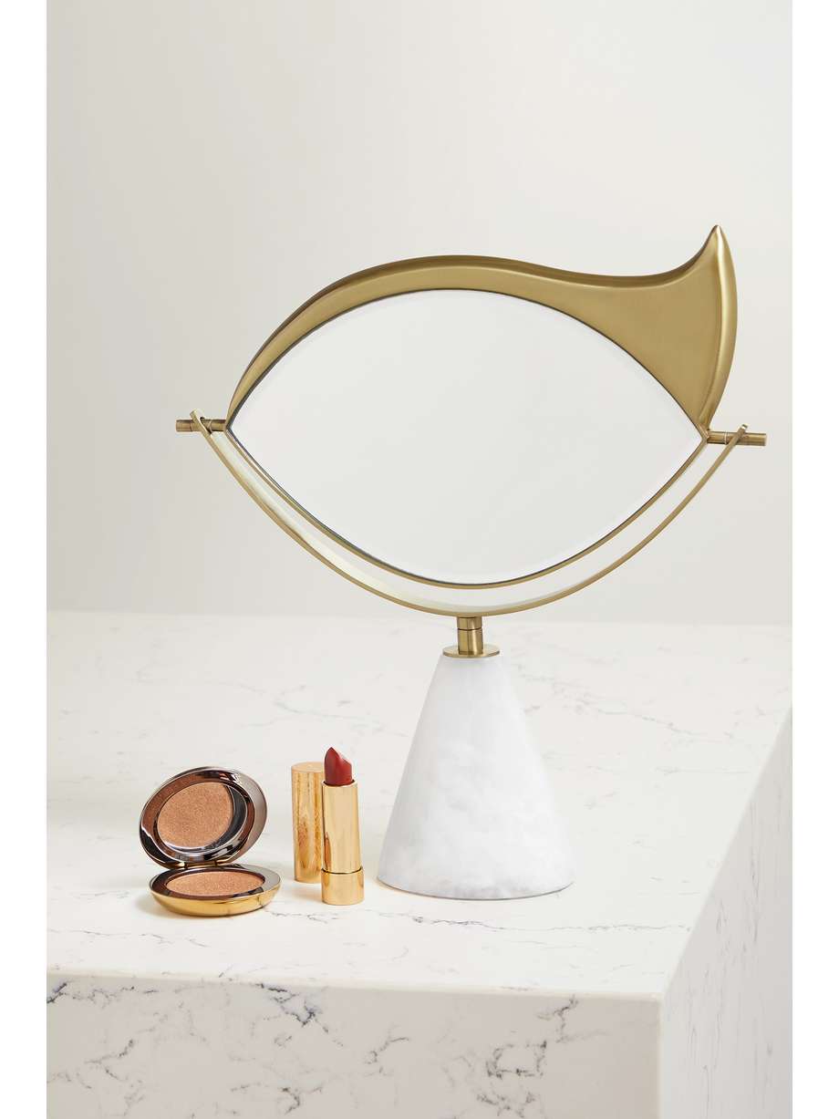 L'OBJET + Lito goldplated porcelain marble vanity mirror NETAPORTER