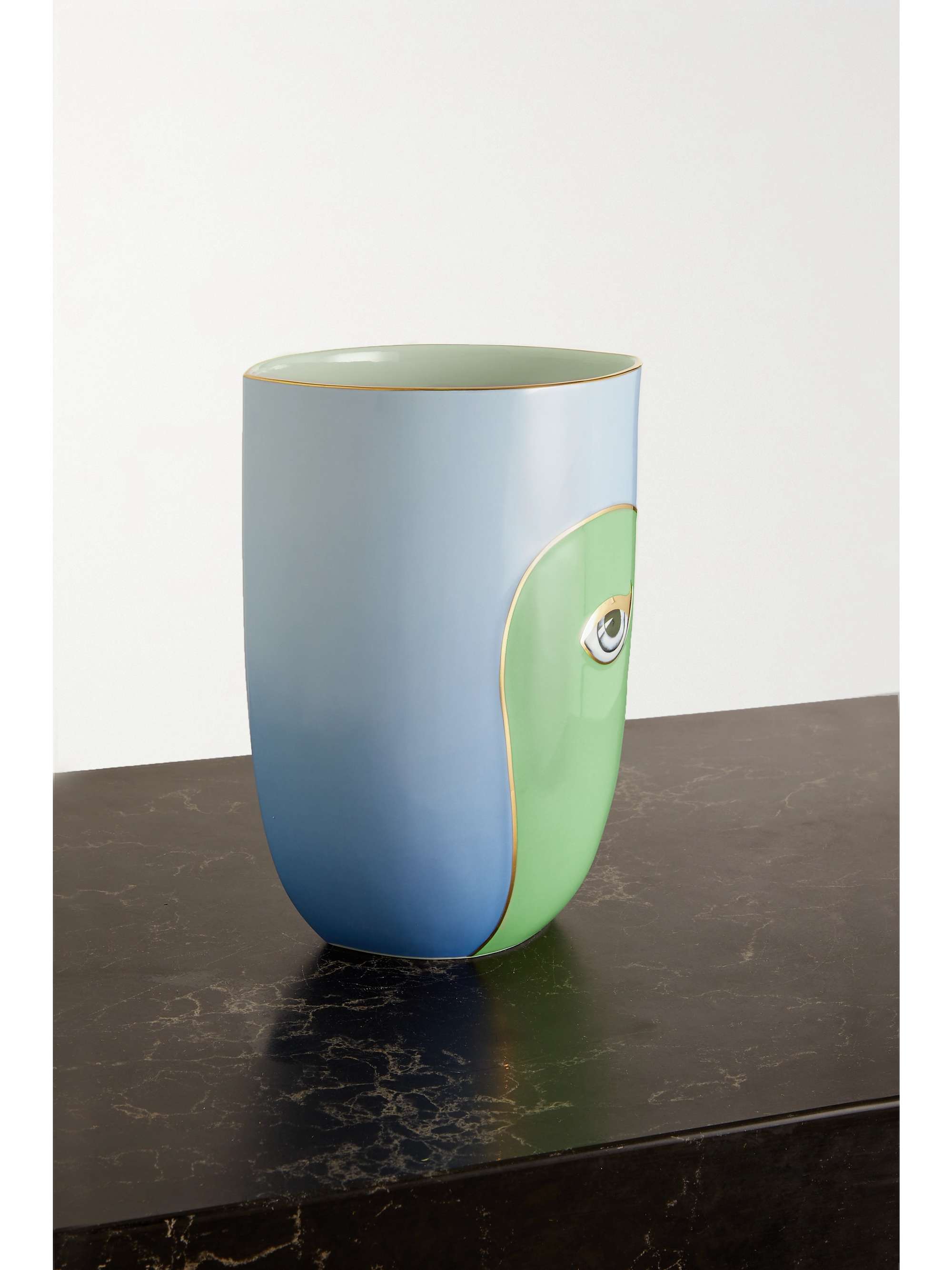 L'OBJET + Lito gold-plated porcelain vase