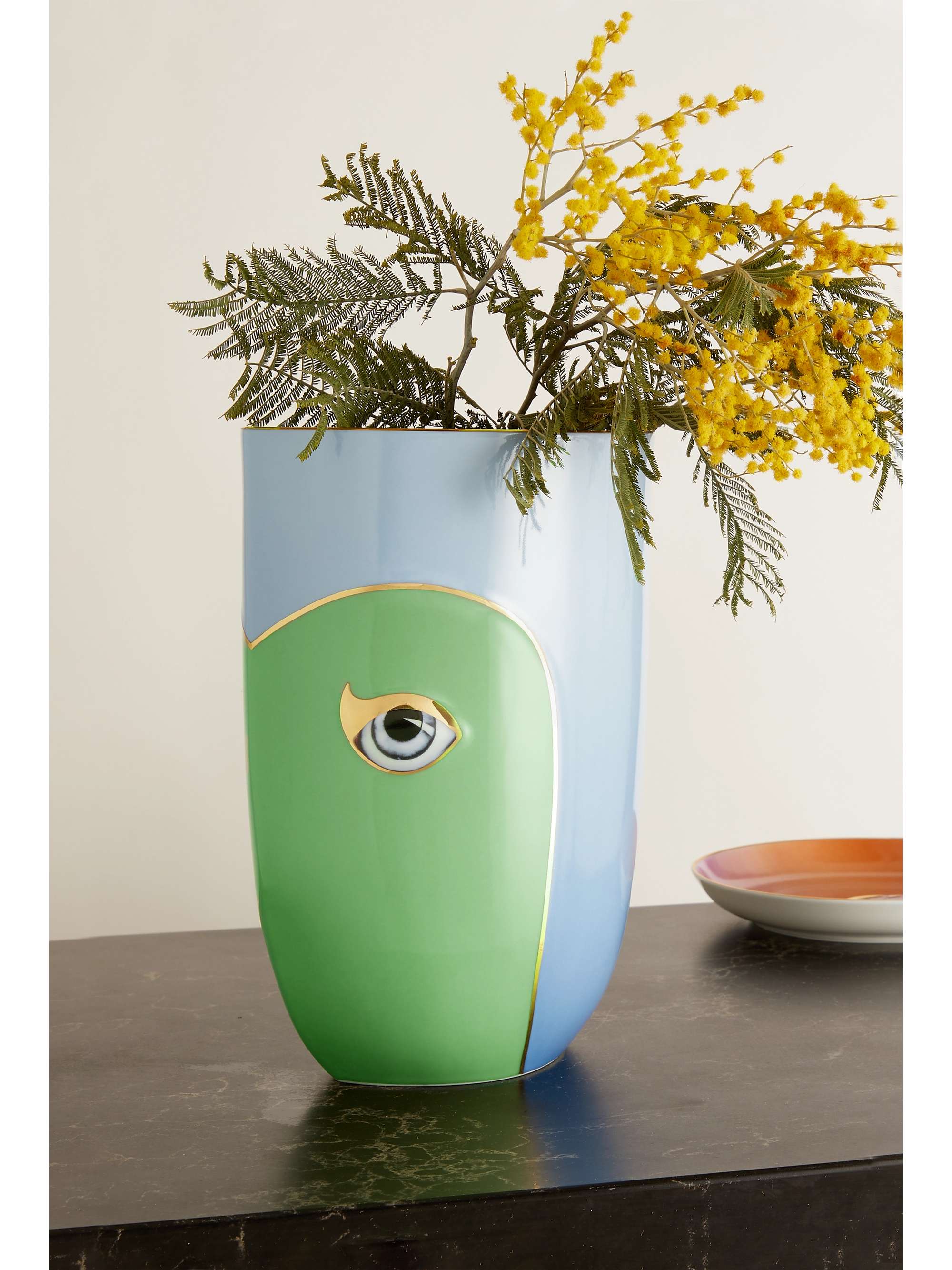 L'OBJET + Lito gold-plated porcelain vase