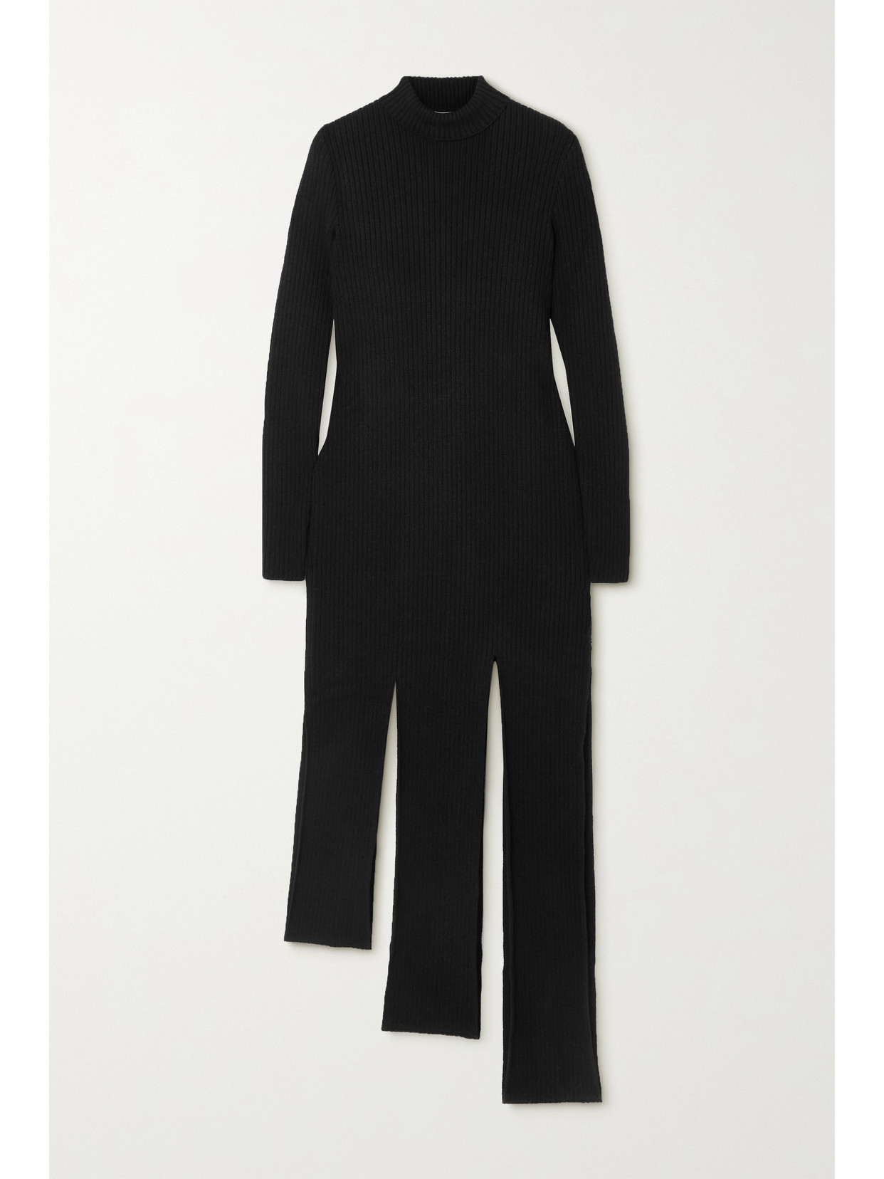 BOTTEGA VENETA CUTOUT RIBBED WOOL-BLEND MIDI DRESS