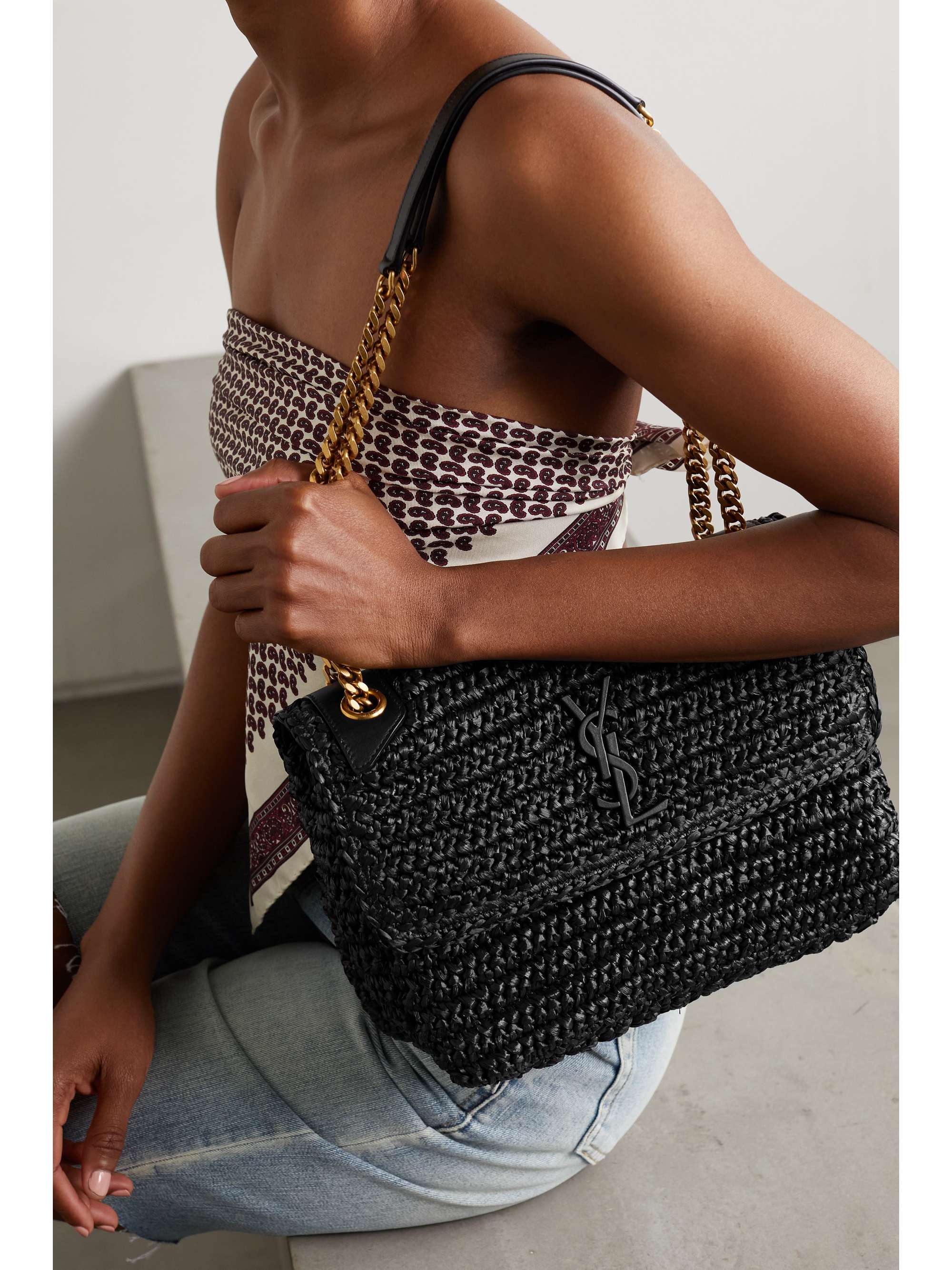 ysl raffia tote