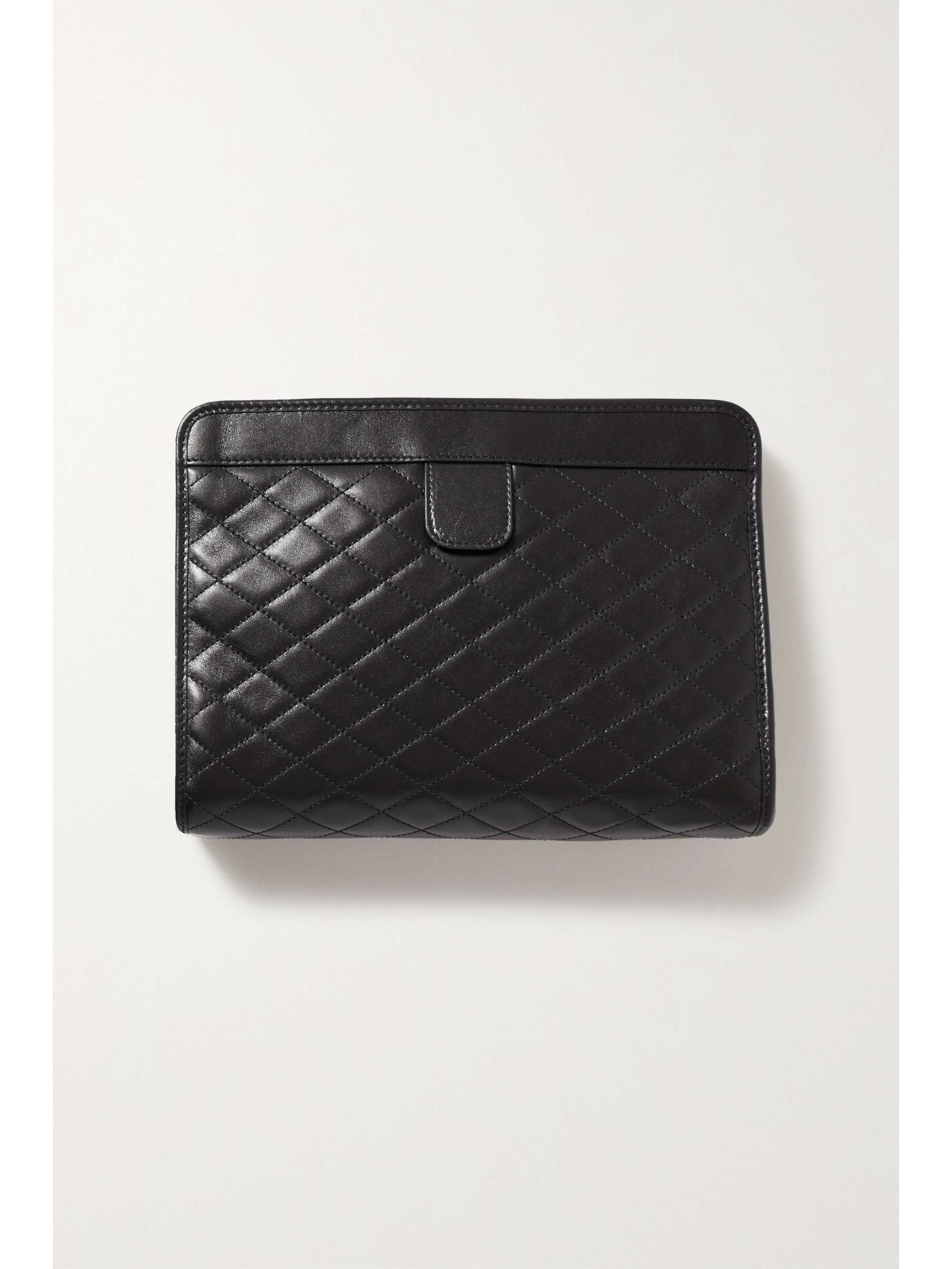 Black Quilted leather clutch SAINT LAURENT NETAPORTER