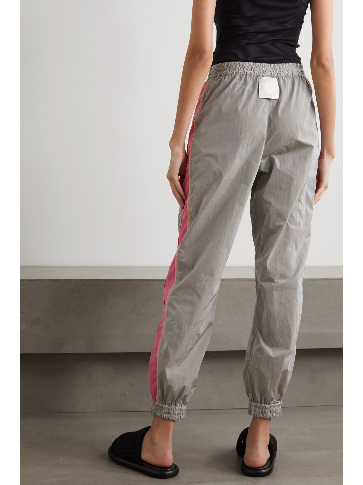 Stella Mccartney Kira Appliquéd Striped Econyl Track Pants In Gray