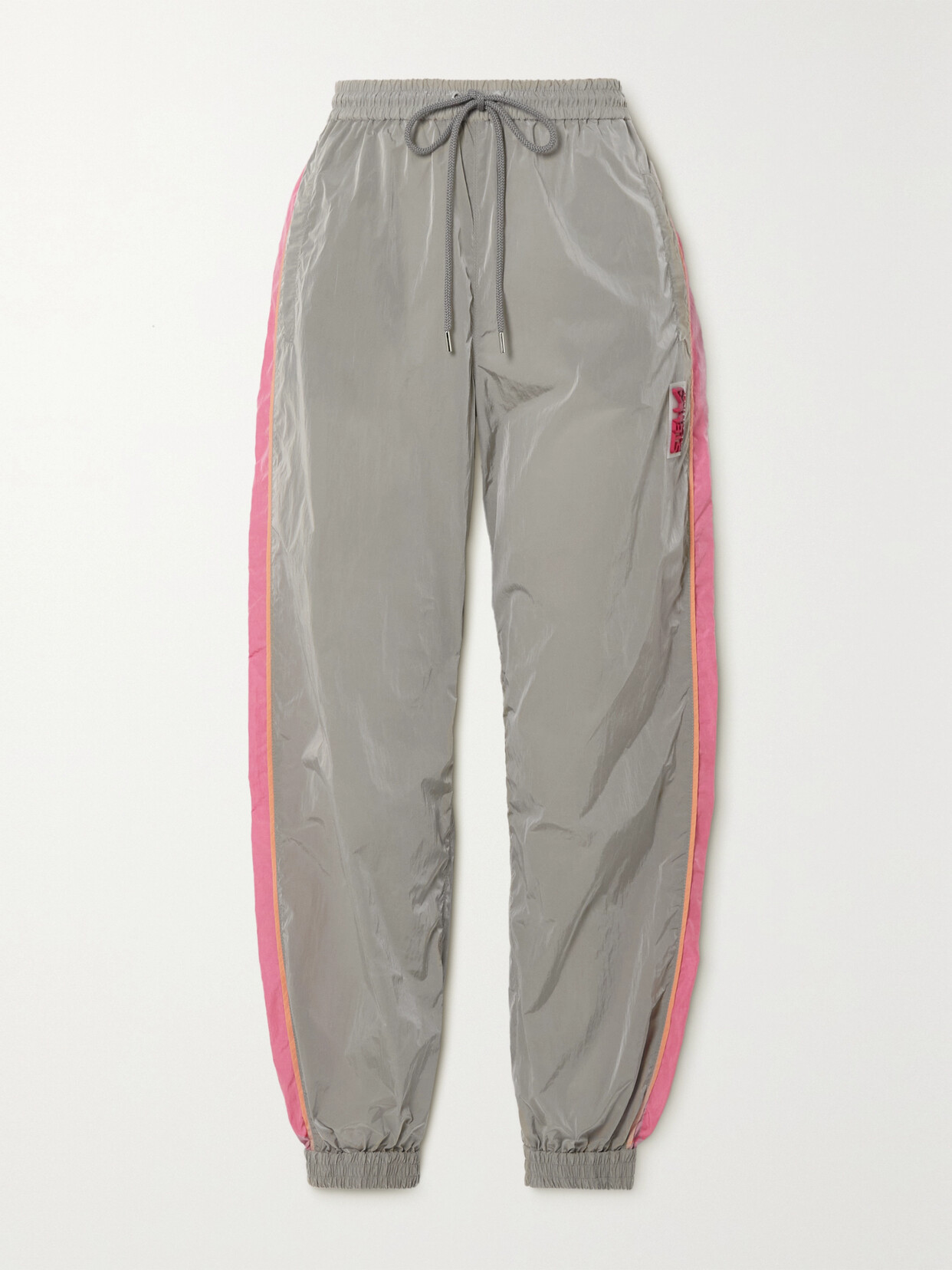 Stella Mccartney Kira Appliquéd Striped Econyl Track Pants In Gray