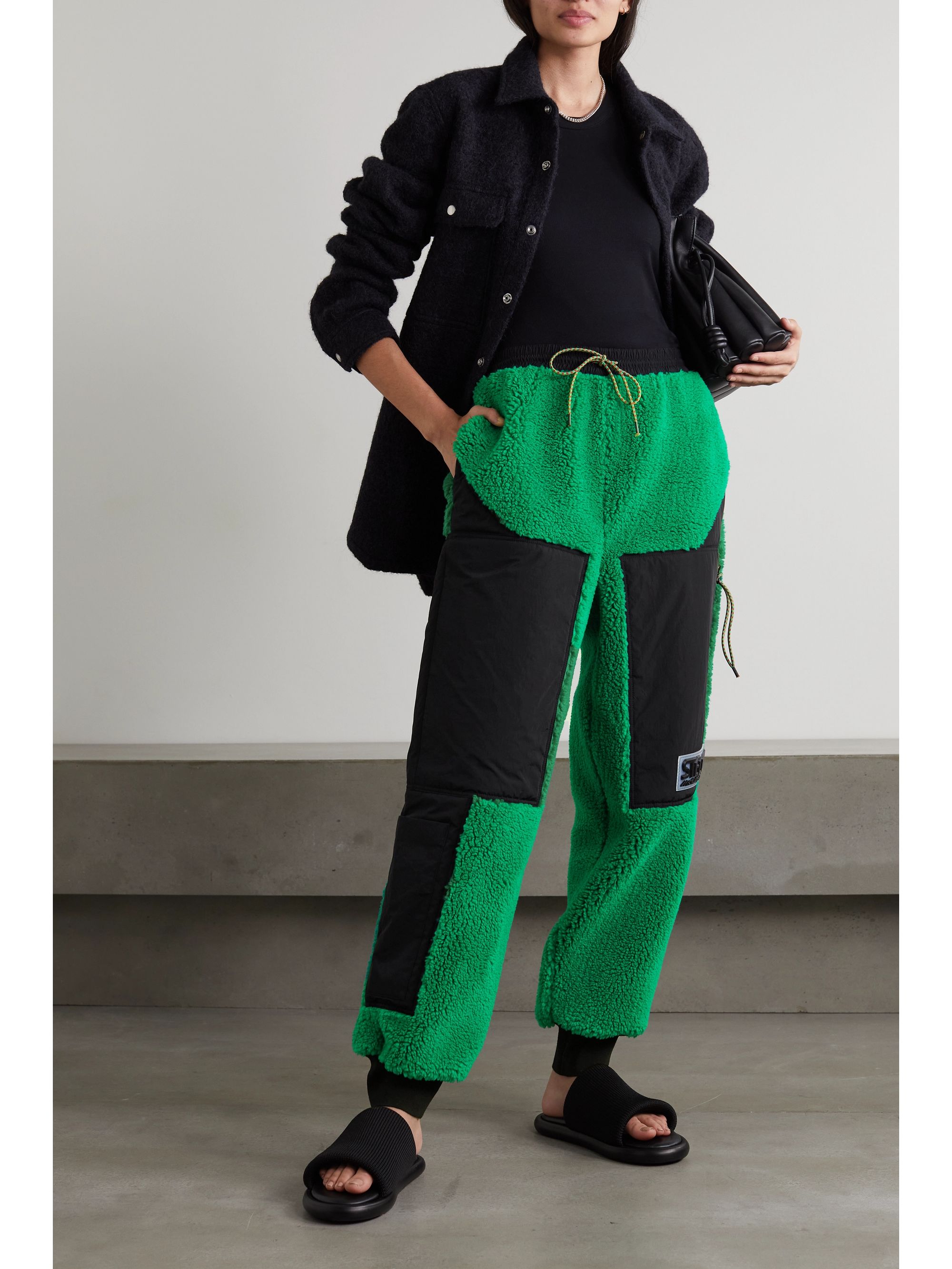 Bright green + NET SUSTAIN Kara recycled faux shearling and shell track