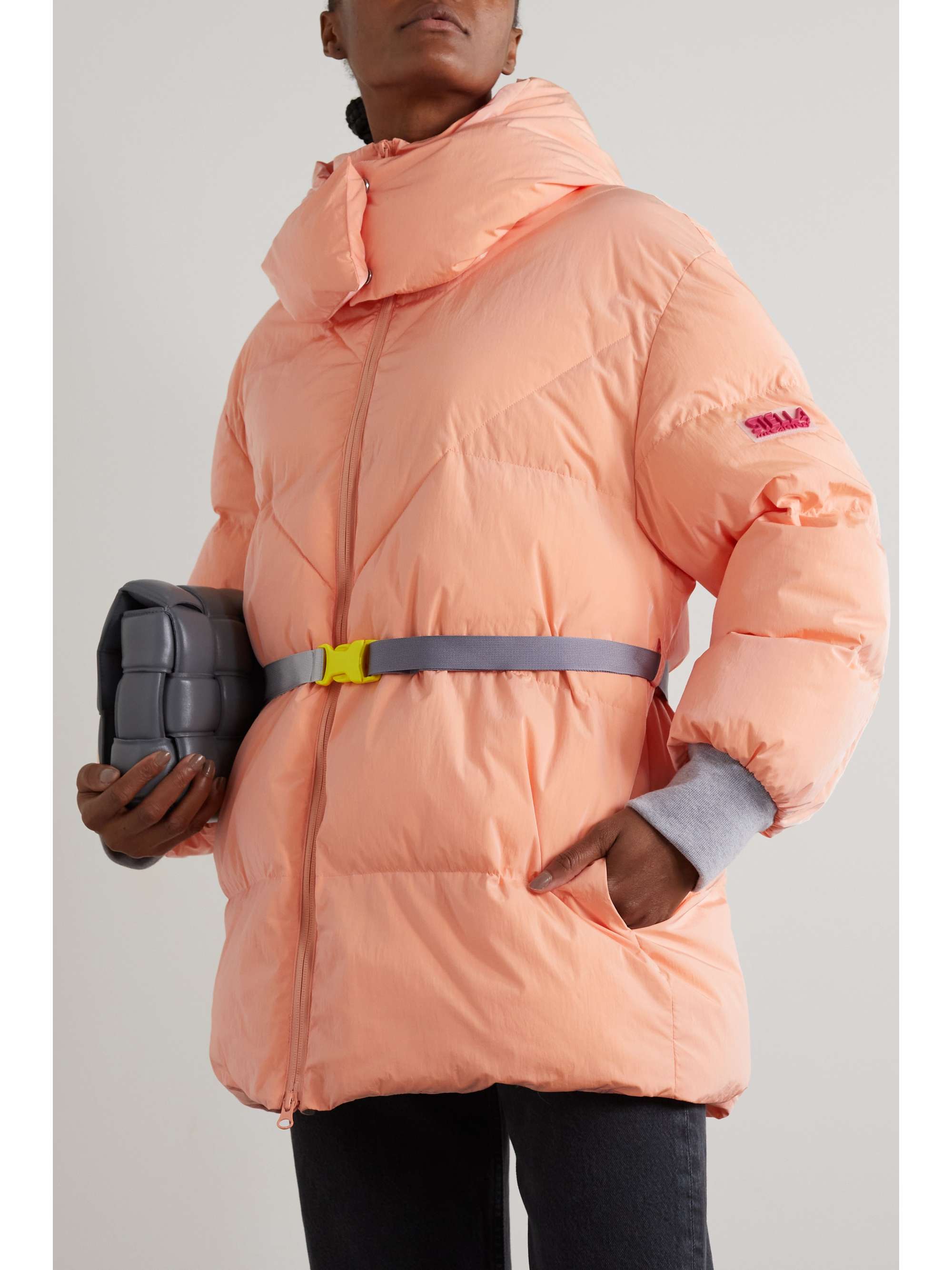 STELLA MCCARTNEY Kayla belted hooded quilted shell coat