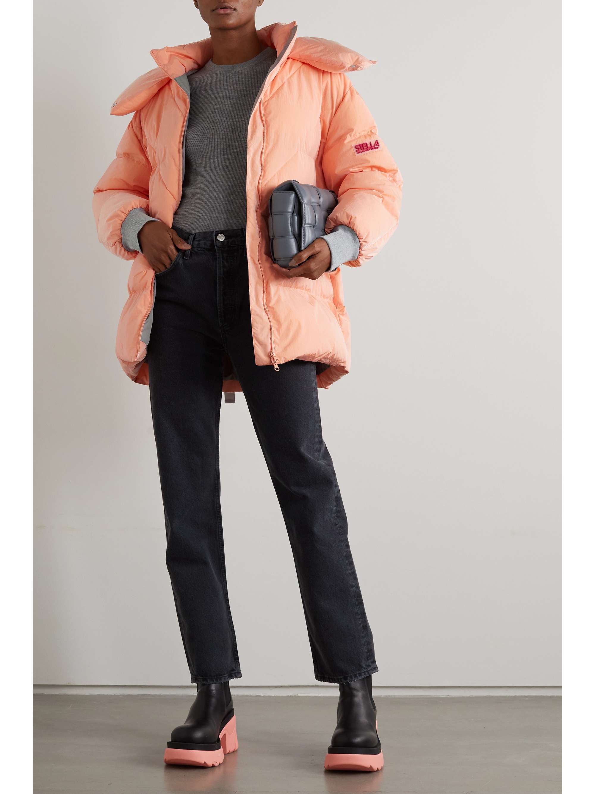 STELLA MCCARTNEY Kayla belted hooded quilted shell coat