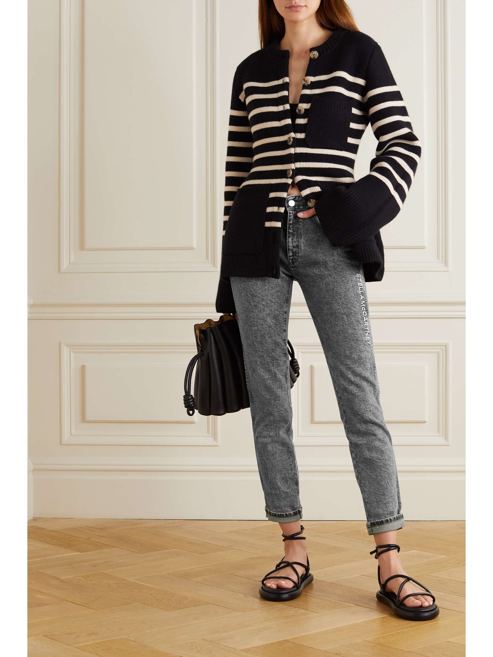 STELLA MCCARTNEY + NET SUSTAIN embroidered organic mid-rise slim-leg jeans
