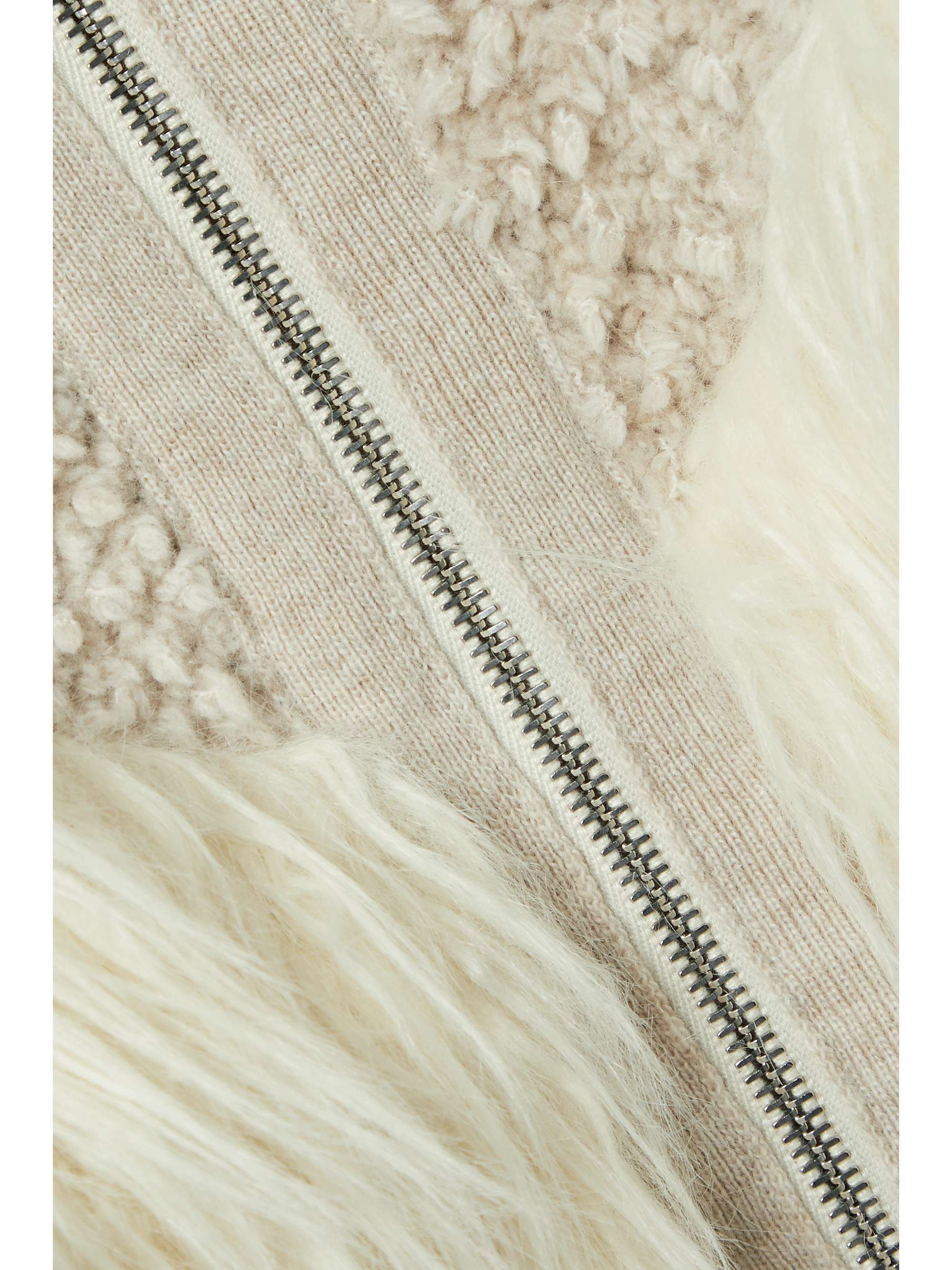 STELLA MCCARTNEY + NET SUSTAIN faux shearling-trimmed wool cardigan