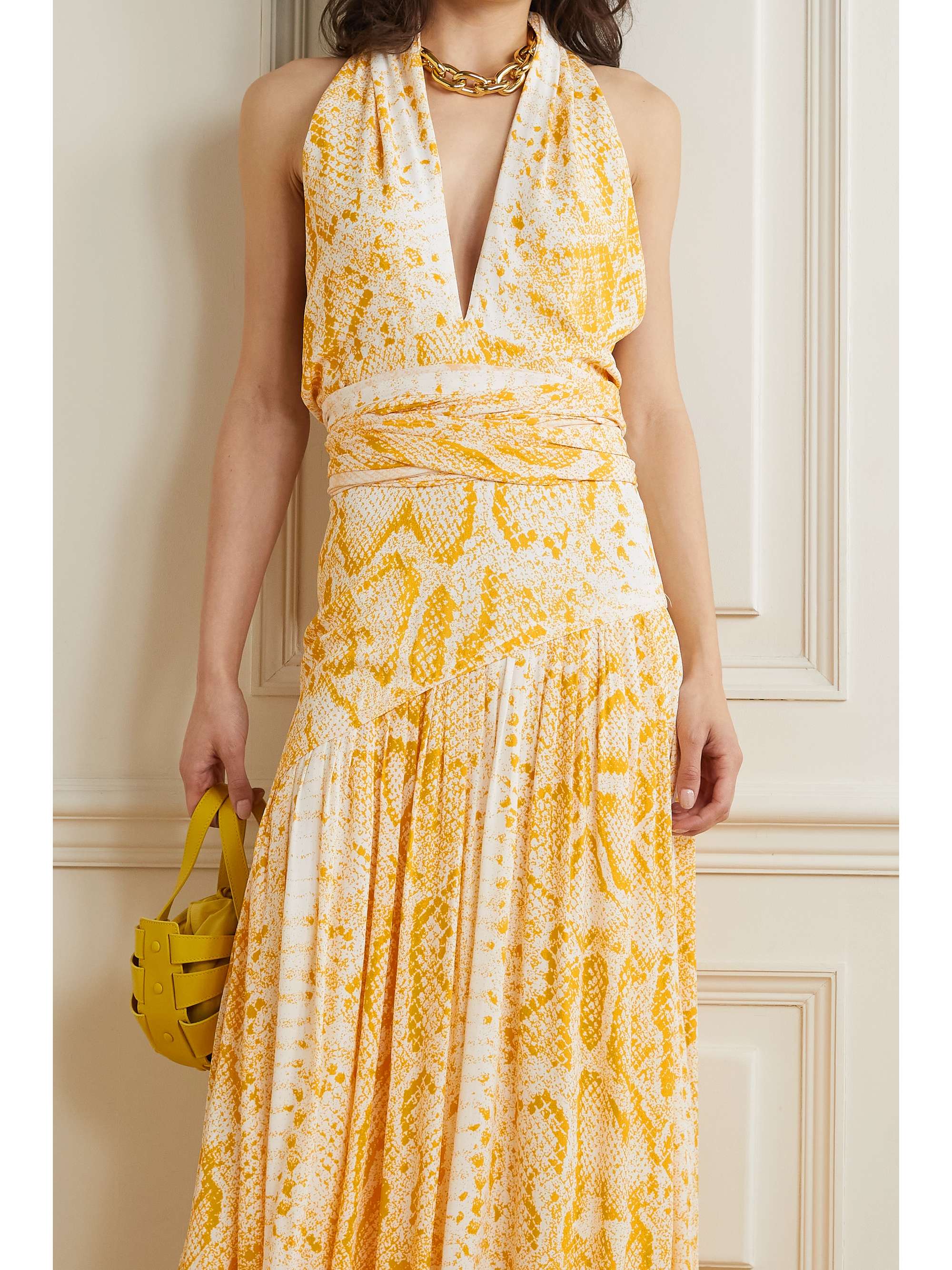 PROENZA SCHOULER Convertible snake-print crepe de chine midi dress