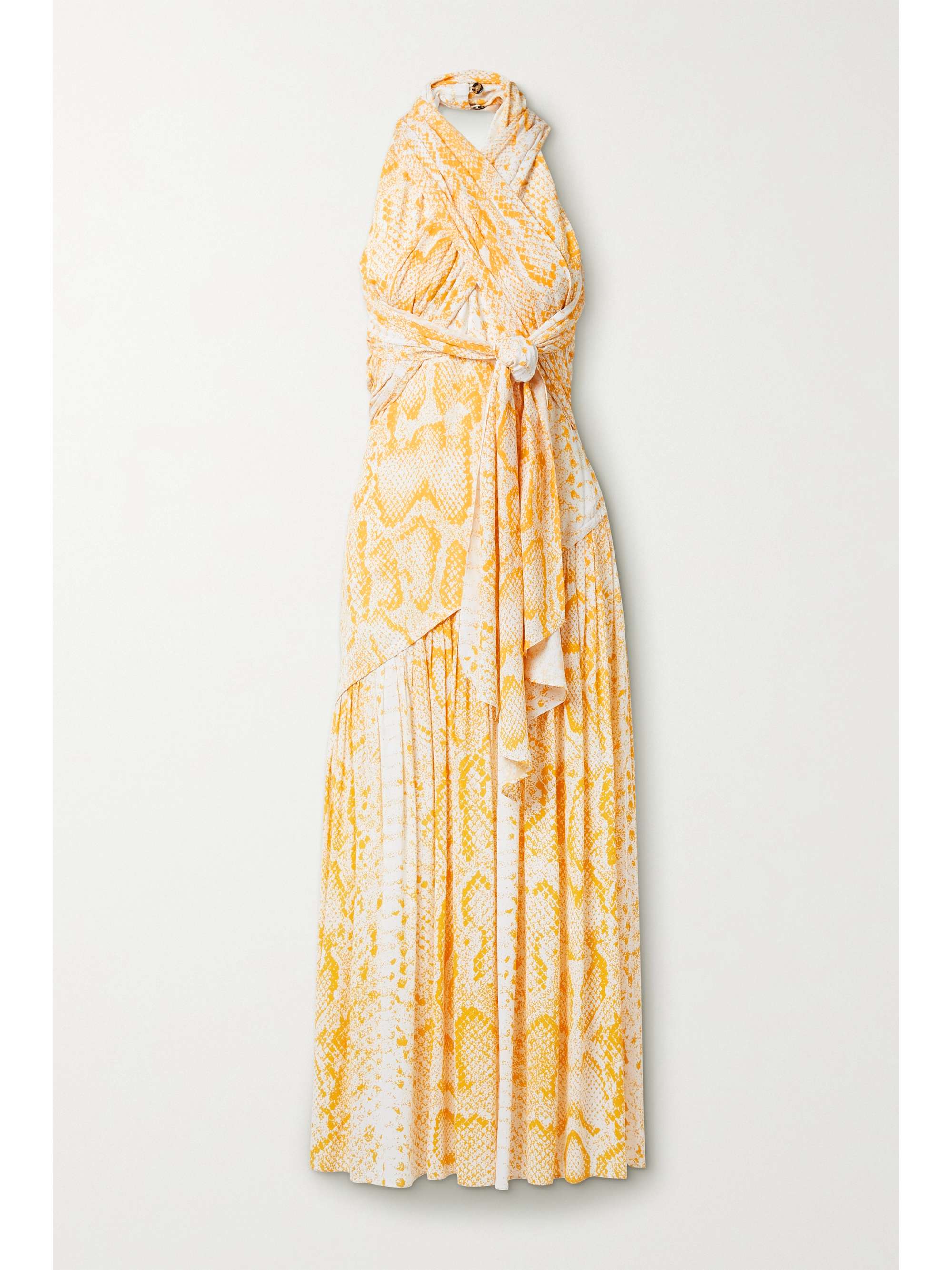 Mustard Convertible snake-print crepe de chine midi dress | PROENZA ...