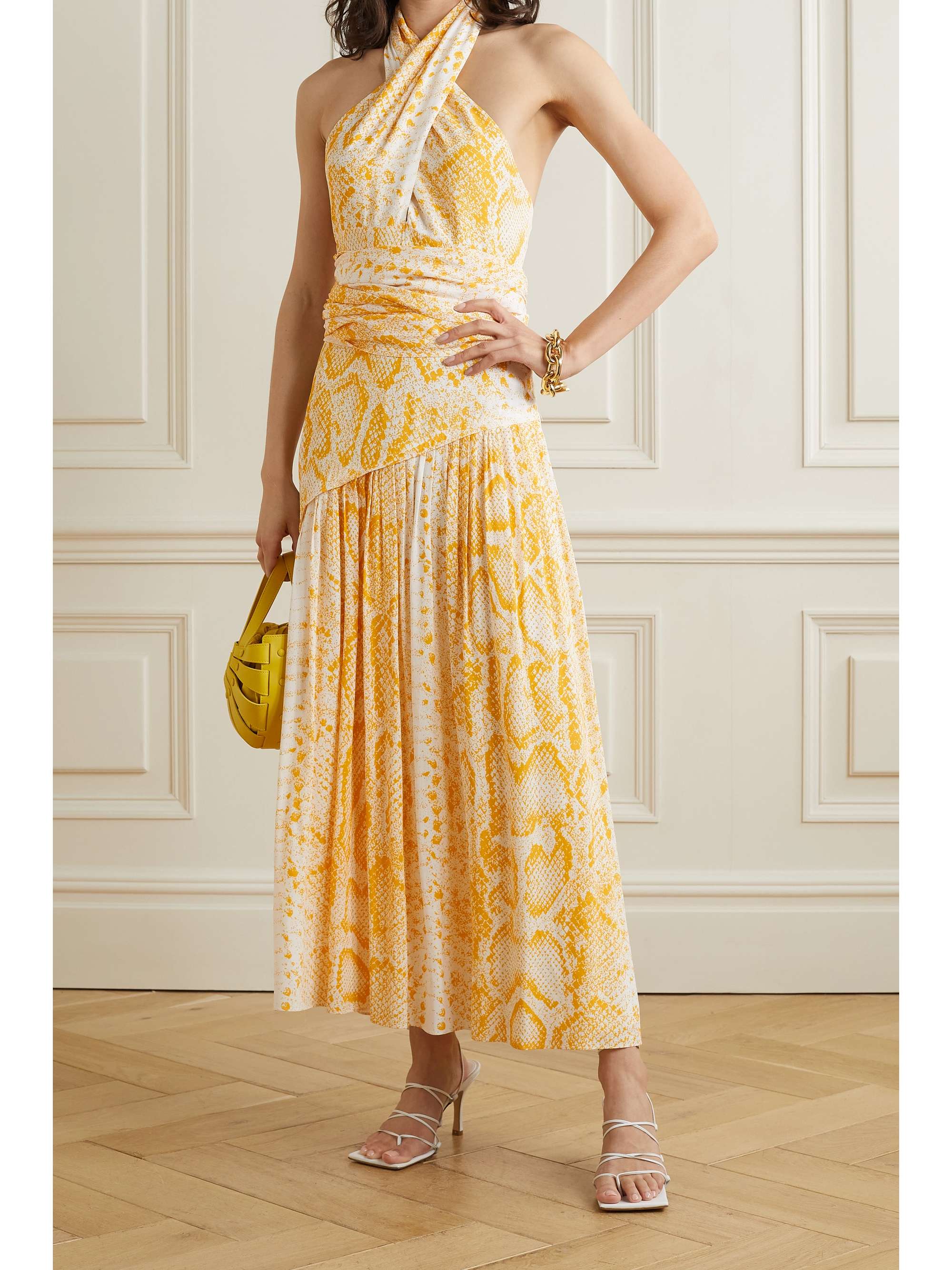 PROENZA SCHOULER Convertible snake-print crepe de chine midi dress