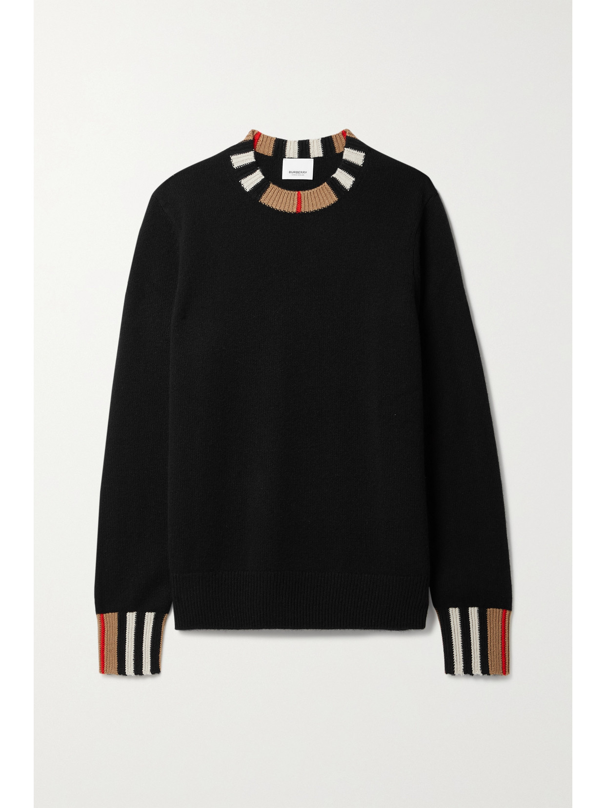 Burberry Striped Cashmere Sweater In Black