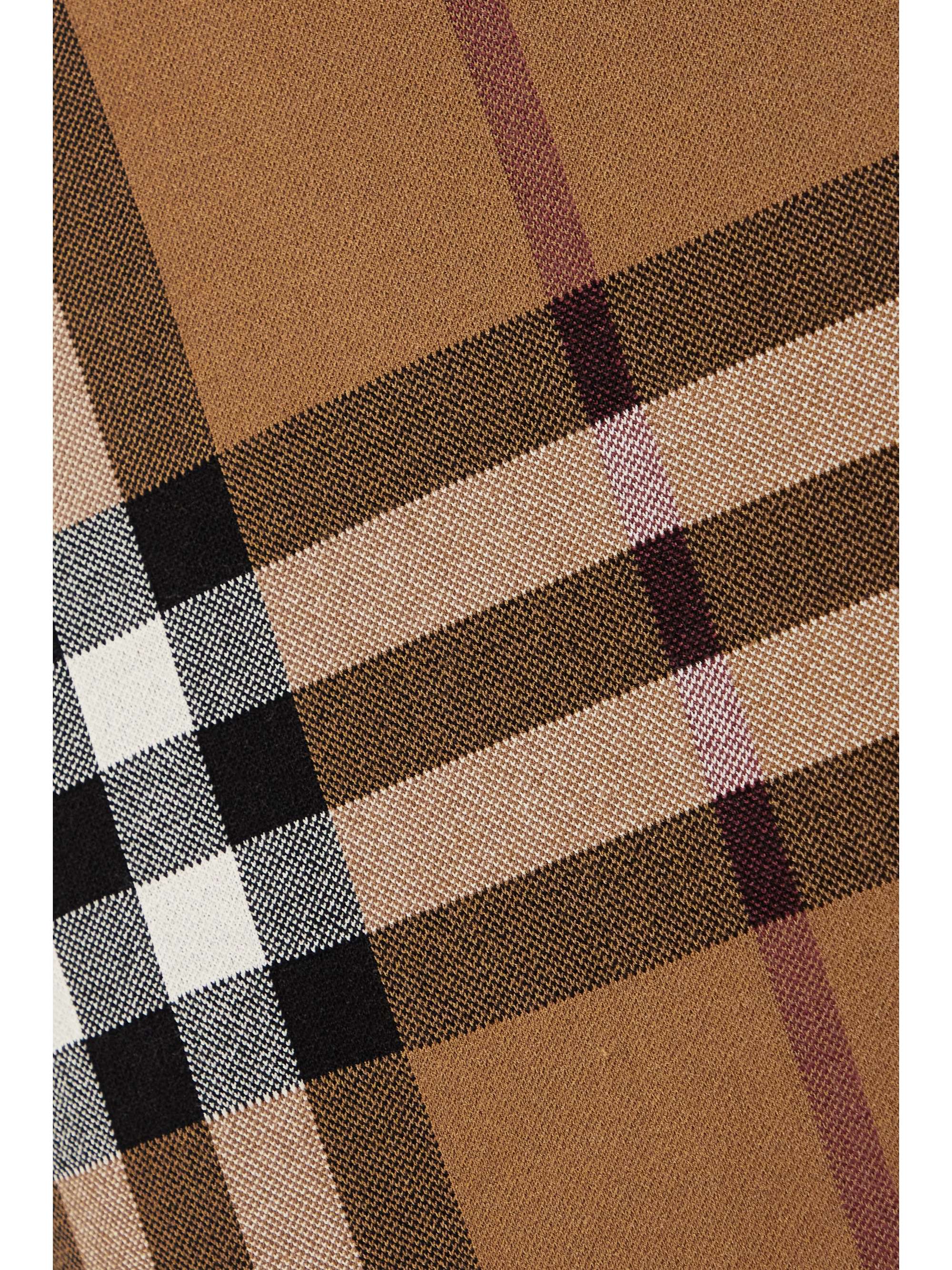 BURBERRY Checked jacquard-knit cotton-blend midi skirt