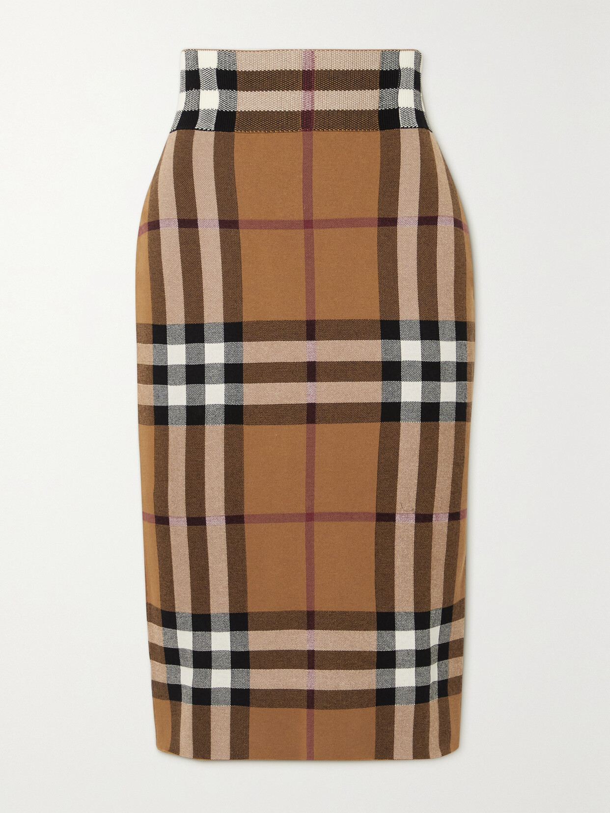 Burberry Checked Jacquard-knit Cotton-blend Midi Skirt