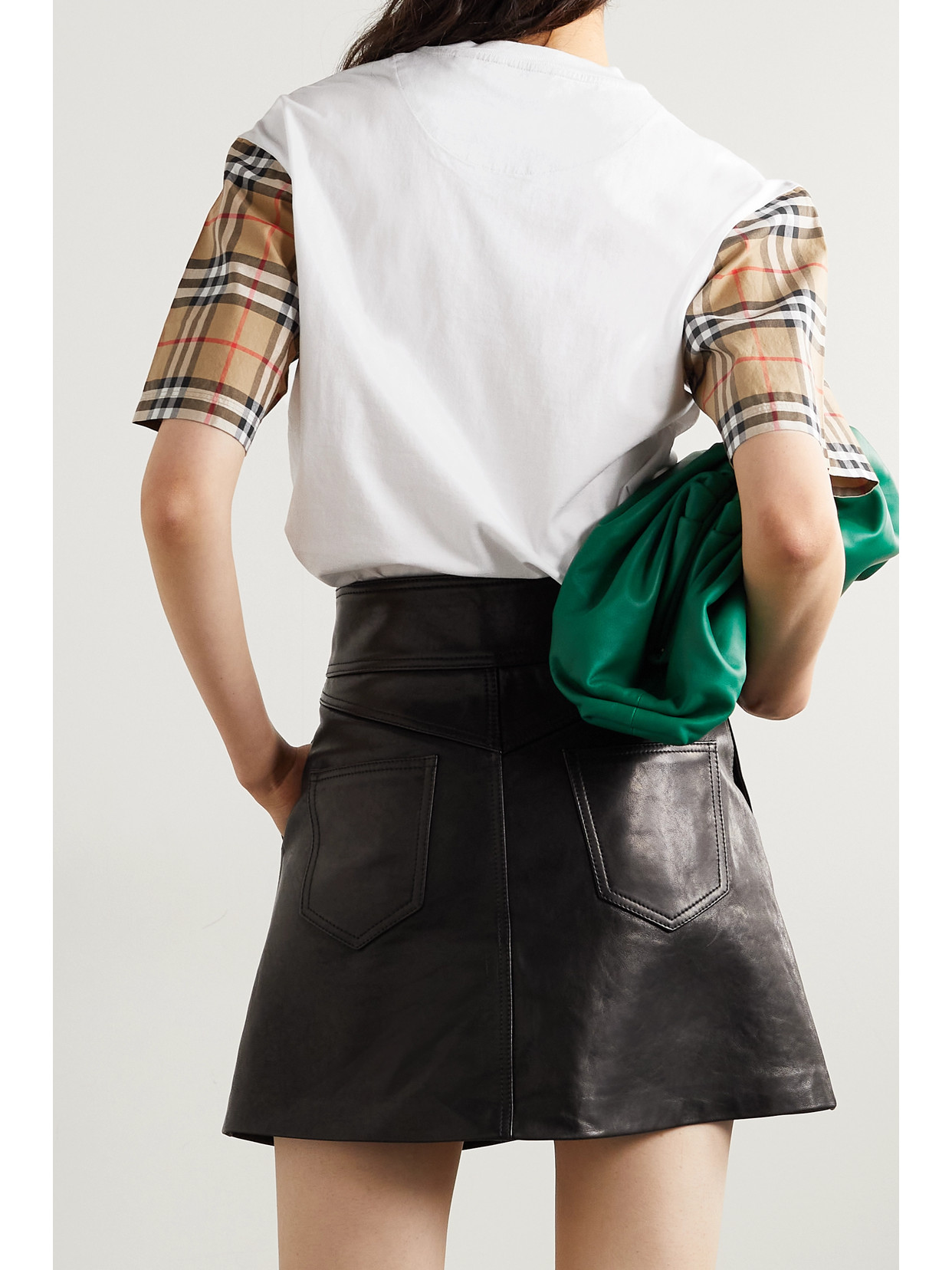 Burberry Women White T-shirt With Vintage Check Motif On The Sleeves In Cotton Woman