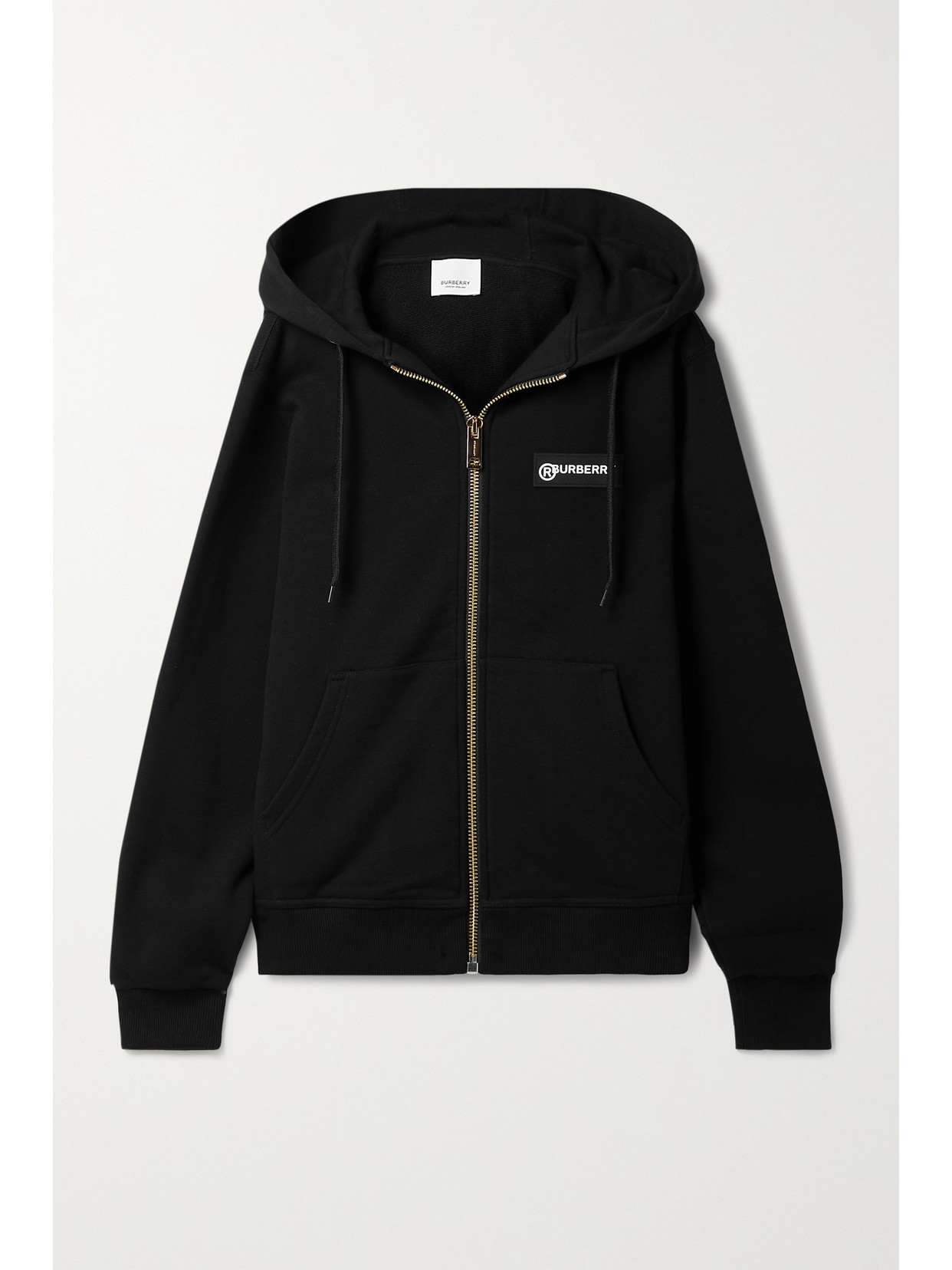 Burberry Paneled Checked Cotton-blend Twill And Cotton-jersey Hoodie In Black