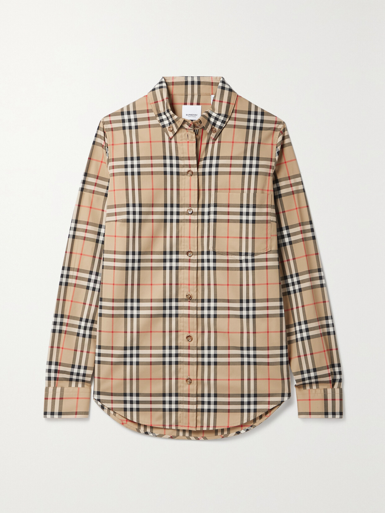 Burberry Checked Cotton-blend Shirt - Brown