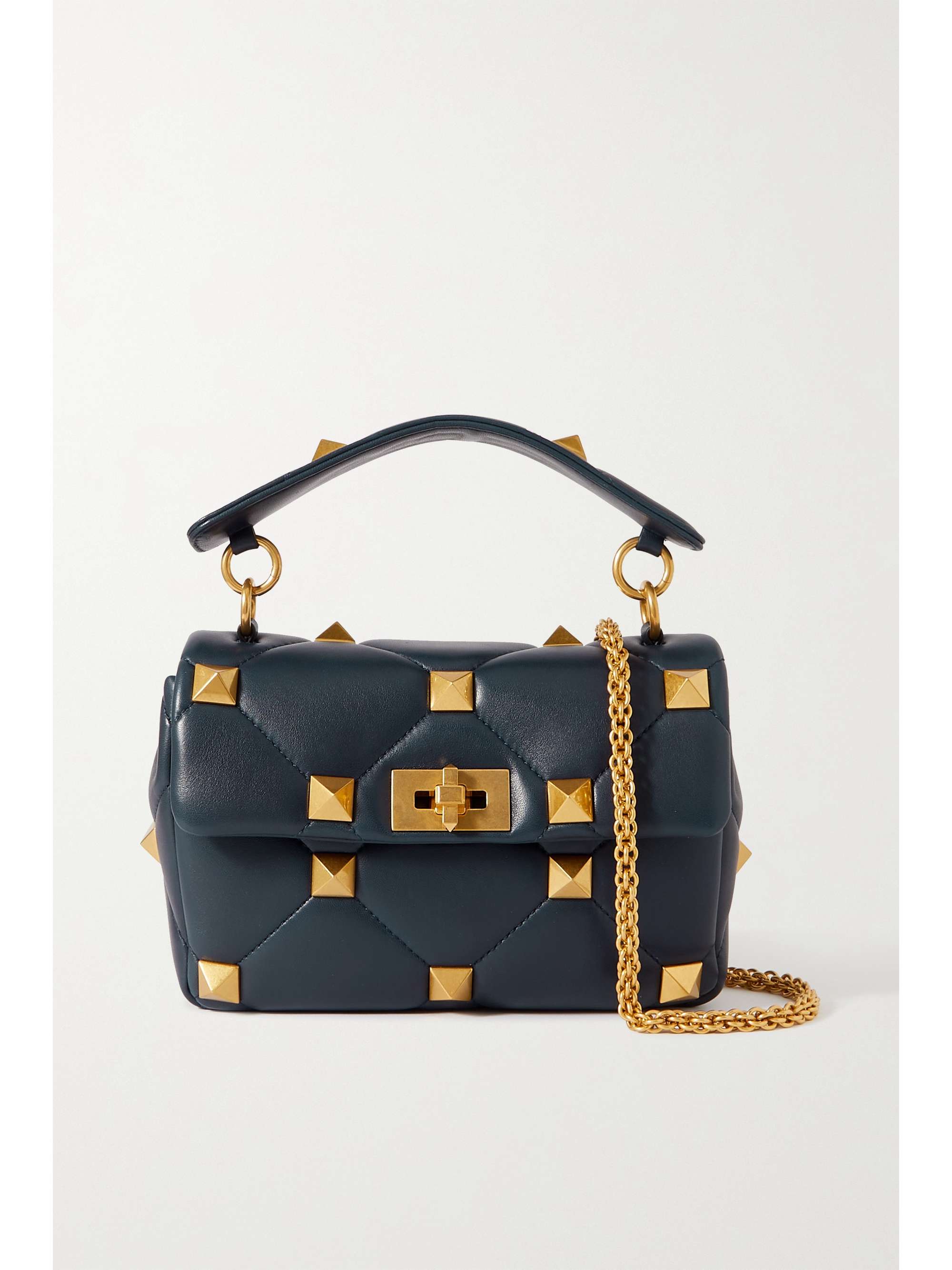 fugl Ved en fejltagelse Nægte Navy Valentino Garavani Roman Stud small quilted leather shoulder bag |  VALENTINO | NET-A-PORTER