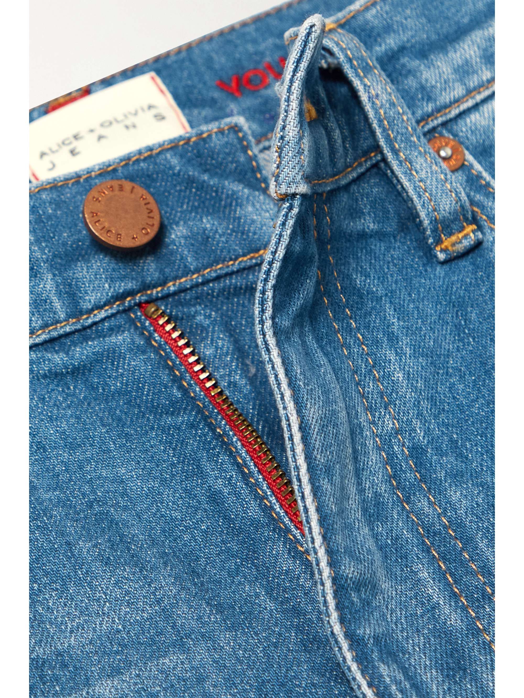 ALICE + OLIVIA Fabulous 70's frayed high-rise bootcut jeans