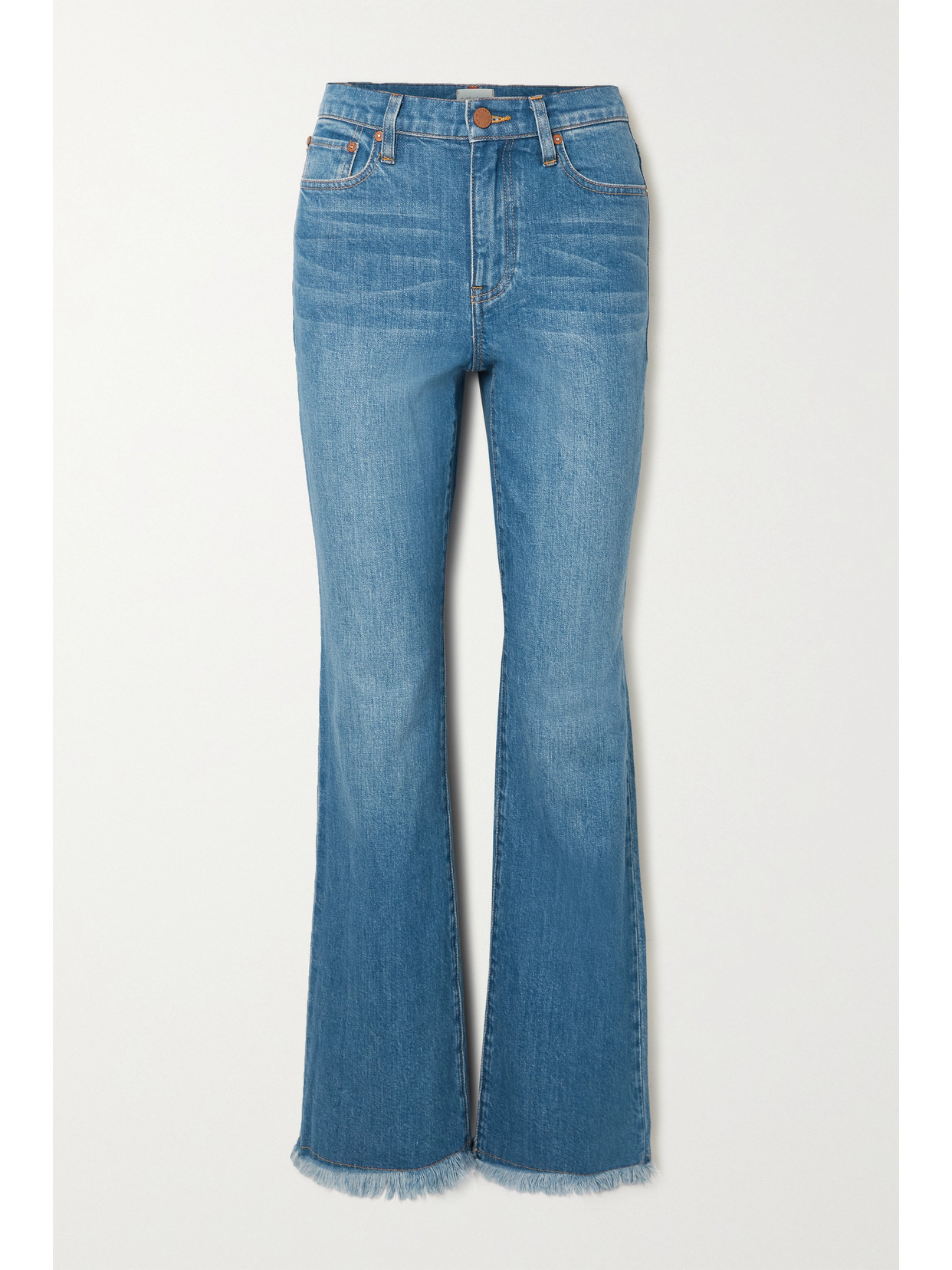 Alice + Olivia Fabulous 70's Frayed High-rise Bootcut Jeans - Blue