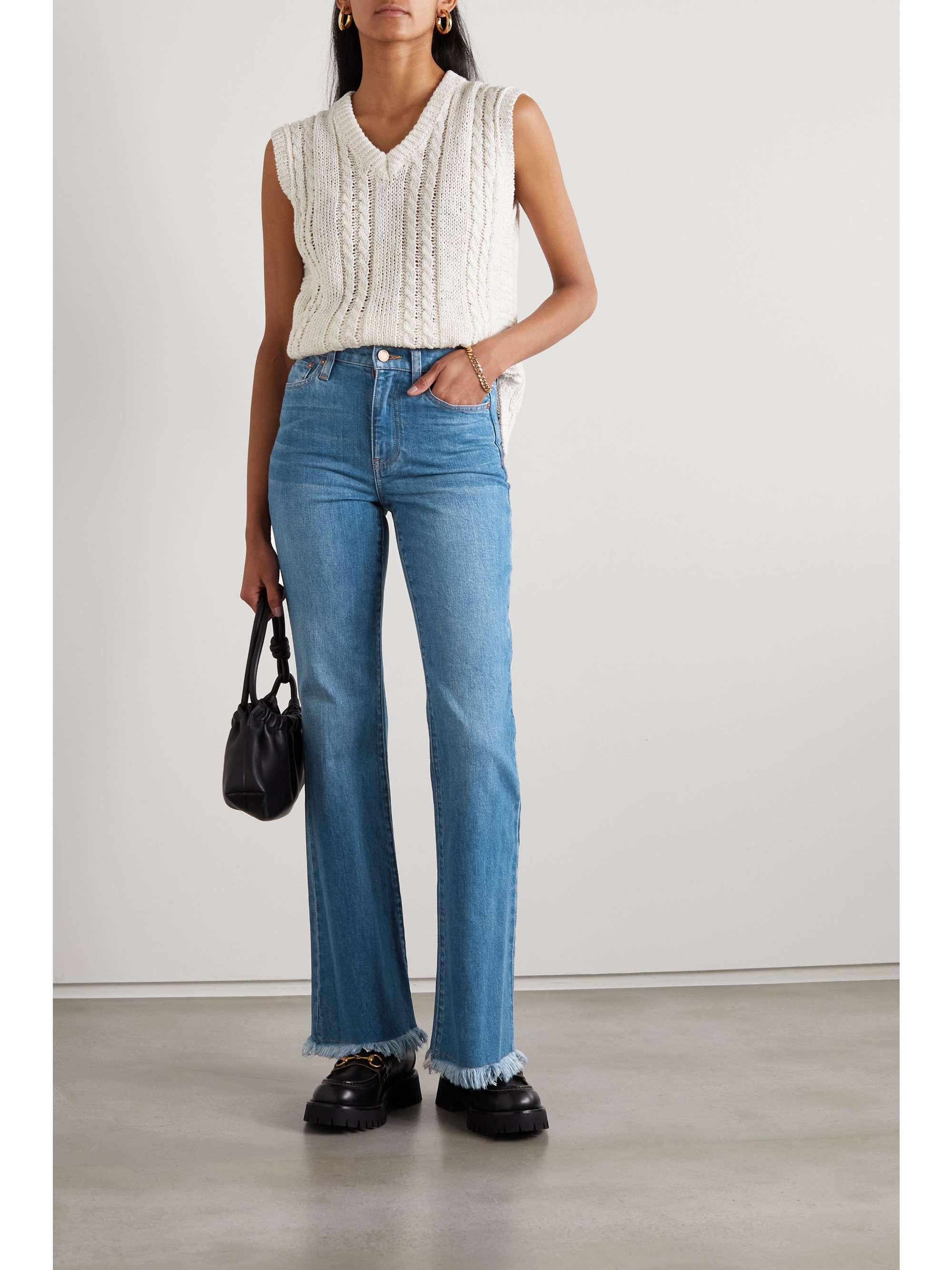 ALICE + OLIVIA Fabulous 70's frayed high-rise bootcut jeans
