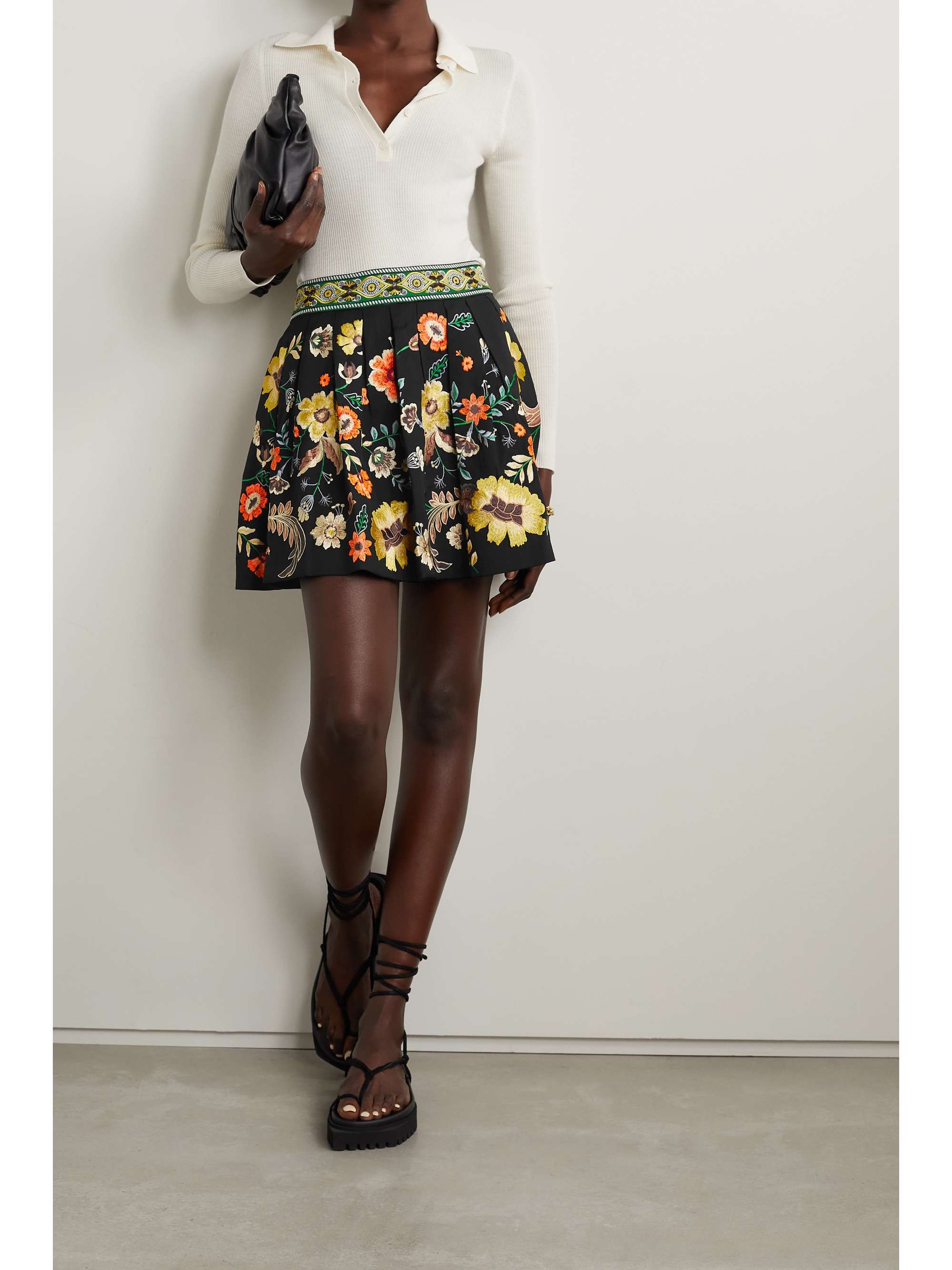 ALICE + OLIVIA Fizer embroidered poplin mini skirt