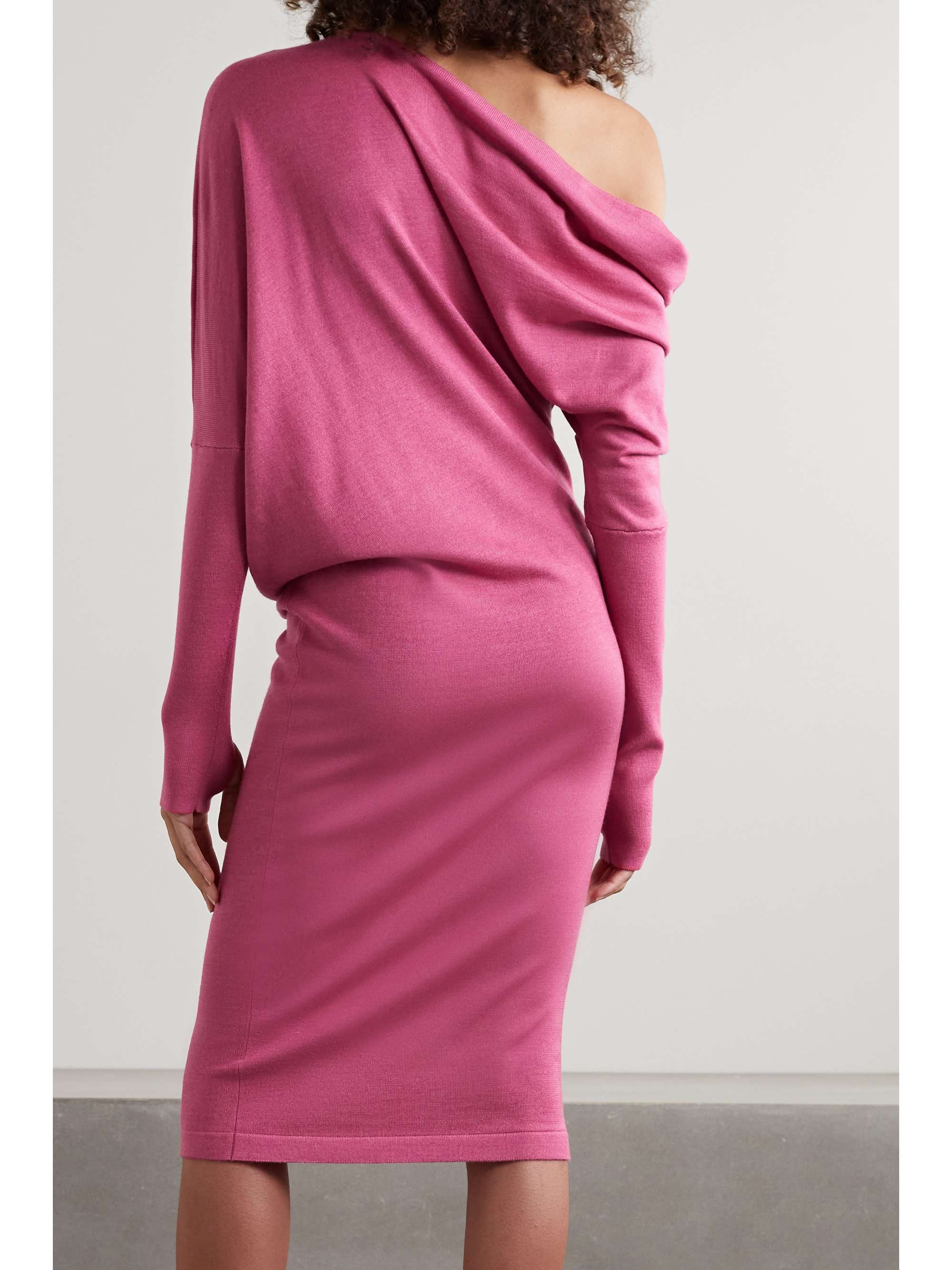 TOM FORD One-shoulder cashmere and silk-blend midi dress