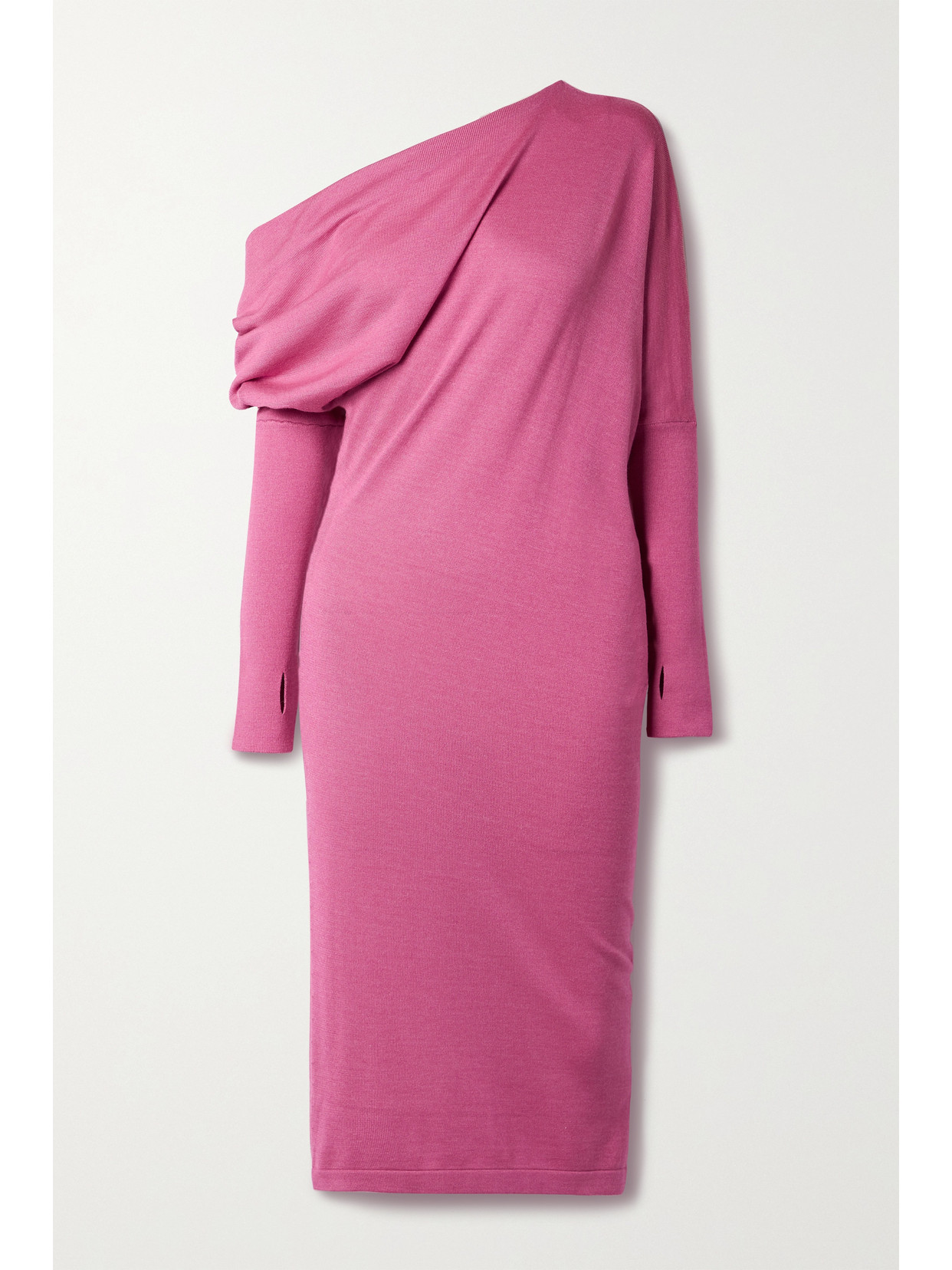 Tom Ford One-shoulder Cashmere And Silk-blend Midi Dress In Pink
