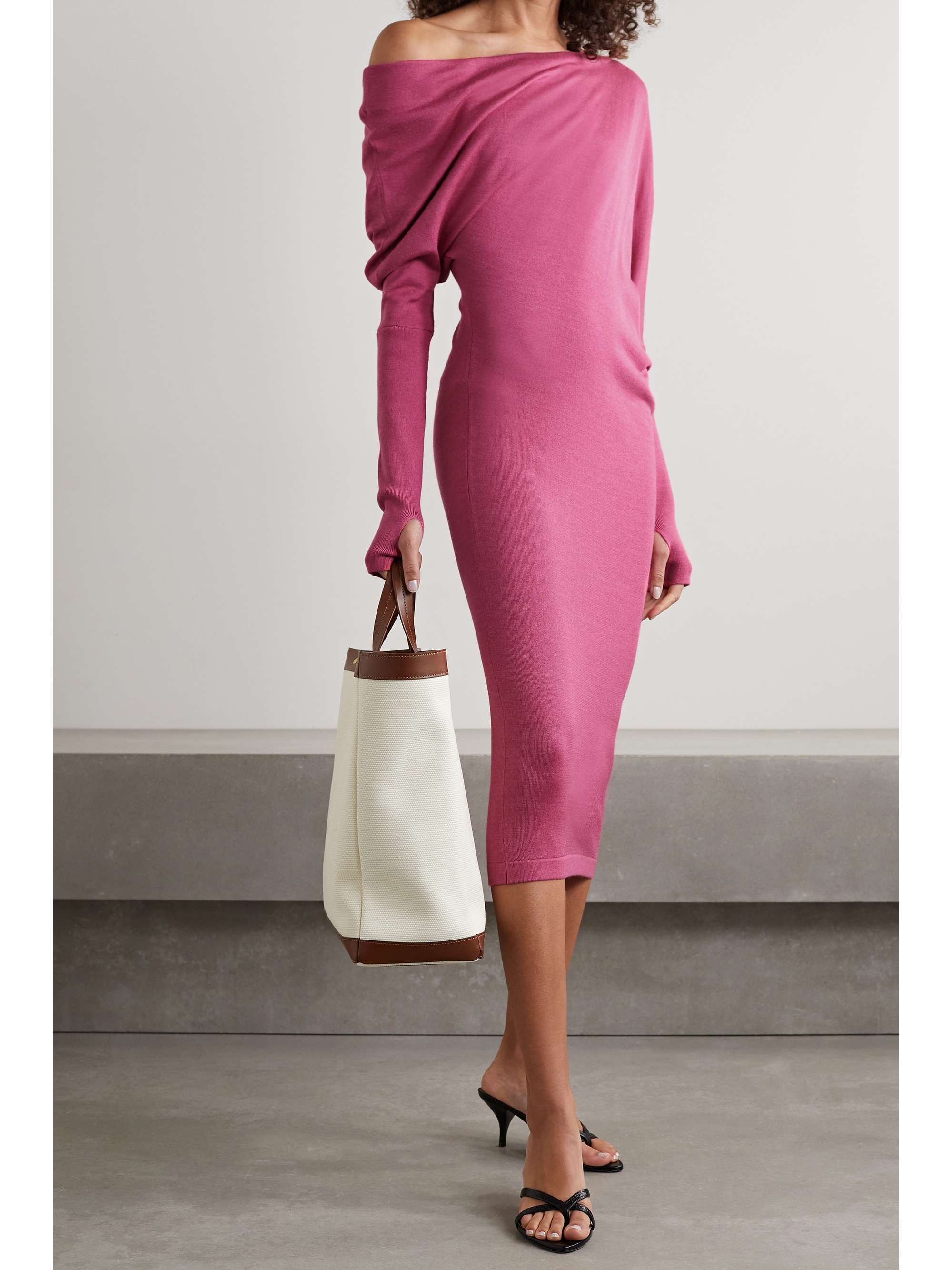 TOM FORD One-shoulder cashmere and silk-blend midi dress