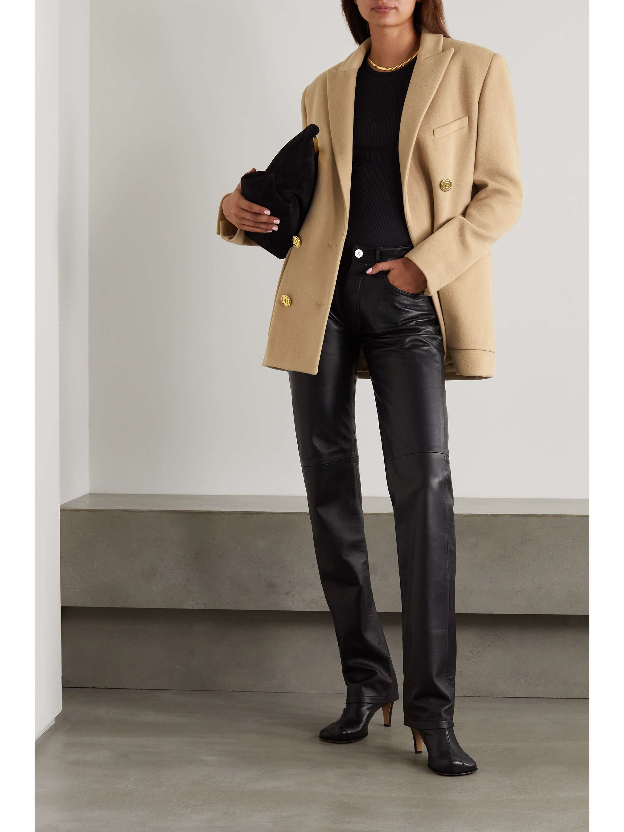 BALMAIN Double-breasted brushed wool and cashmere-blend blazer