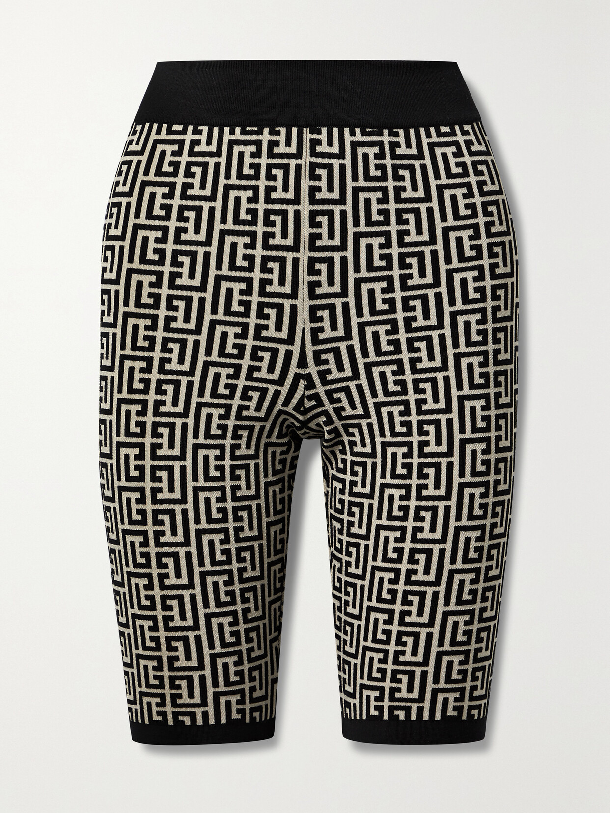 BALMAIN JACQUARD-KNIT WOOL-BLEND SHORTS