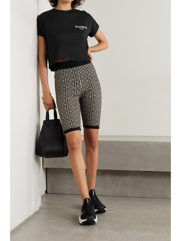 Balmain Jacquard-knit wool-blend shorts