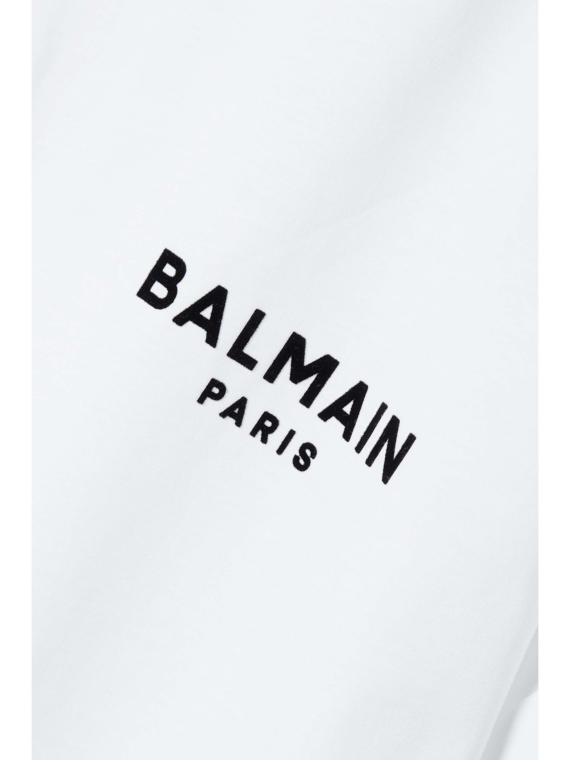 BALMAIN Cropped flocked cotton-jersey T-shirt