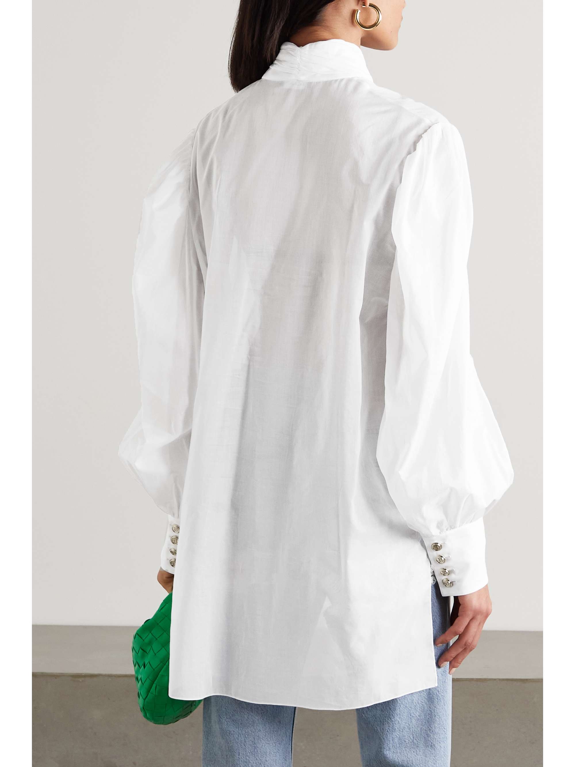 Pussy-bow cotton-voile blouse | BALMAIN 