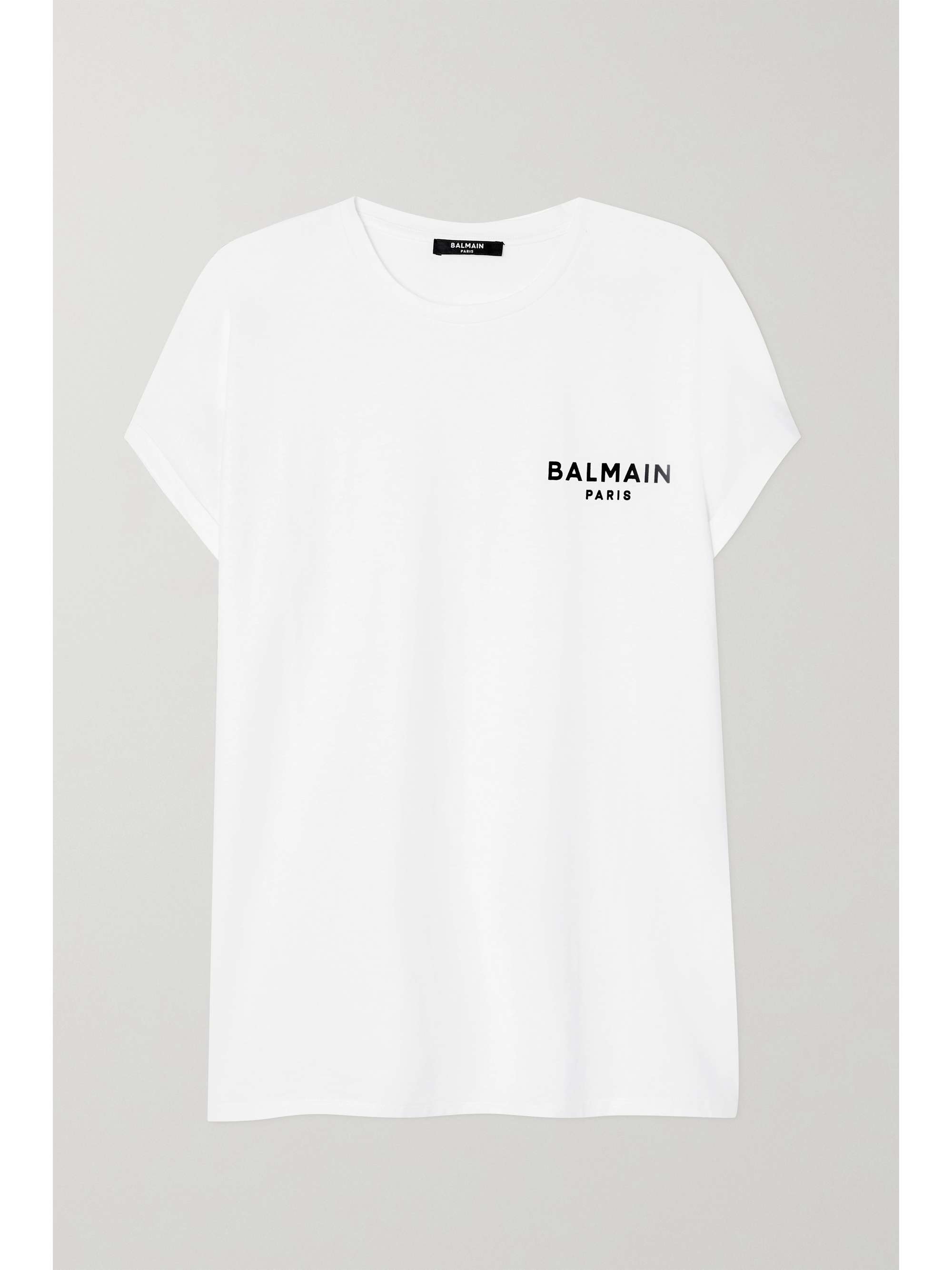 White Flocked cotton-jersey T-shirt 